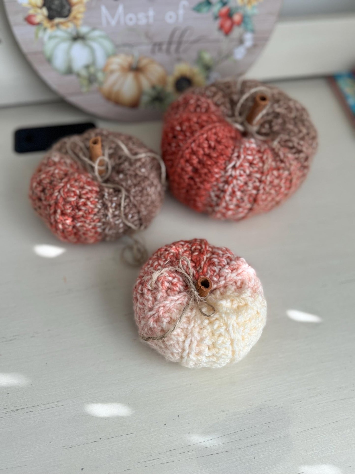 Fall decor for home, Crochet pumpkin decoration, handmade fall decor Thanksgiving decoration, Thanksgiving autumn photo prop - Lilly Grace Sparkle Boutique