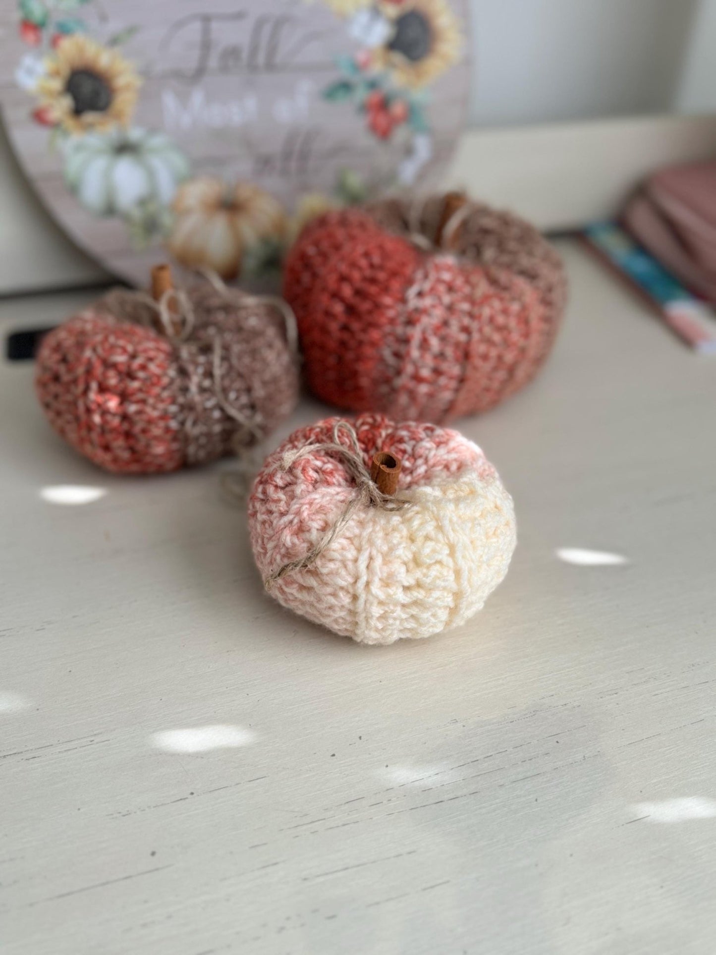 Fall decor for home, Crochet pumpkin decoration, handmade fall decor Thanksgiving decoration, Thanksgiving autumn photo prop - Lilly Grace Sparkle Boutique