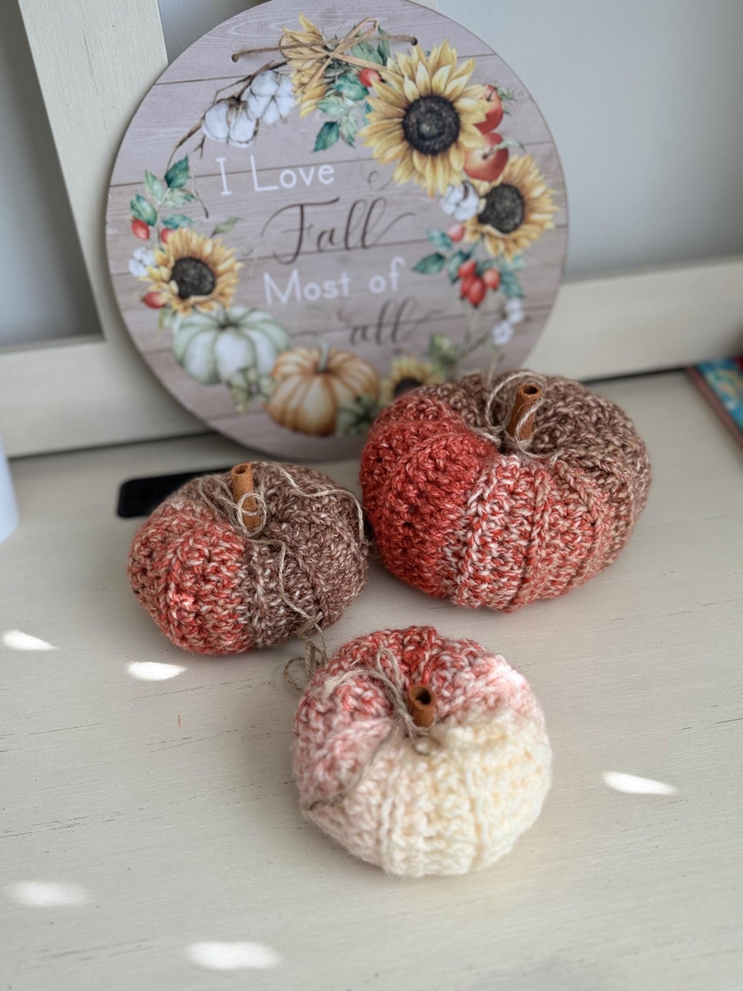 Fall decor for home, Crochet pumpkin decoration, handmade fall decor Thanksgiving decoration, Thanksgiving autumn photo prop - Lilly Grace Sparkle Boutique