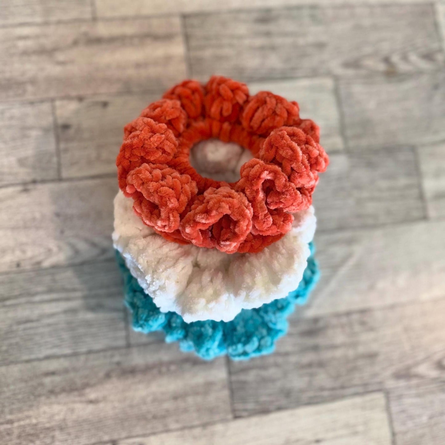 Set of three ponytail tie scrunchies birthday gift for girl small favor gift white elephant gift for young teenager girl gift