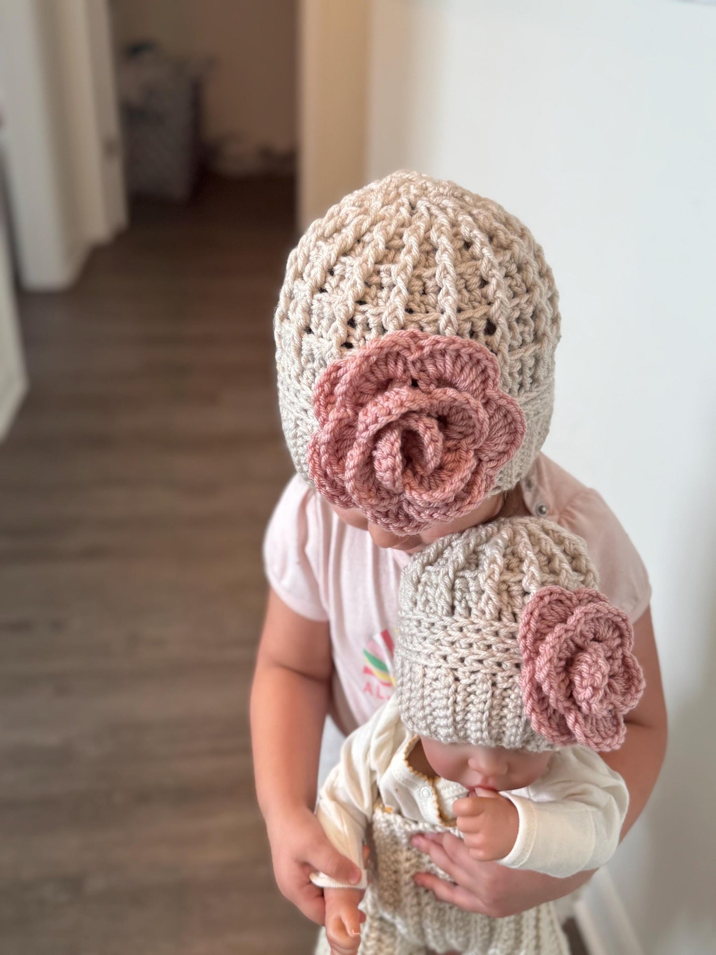 Crochet Baby Beanie Flower Hat Newborn Girl Winter Cap Baby Shower Gift Idea Warm Accessory Infant Head Wear Cute Baby Gift Handmade Item