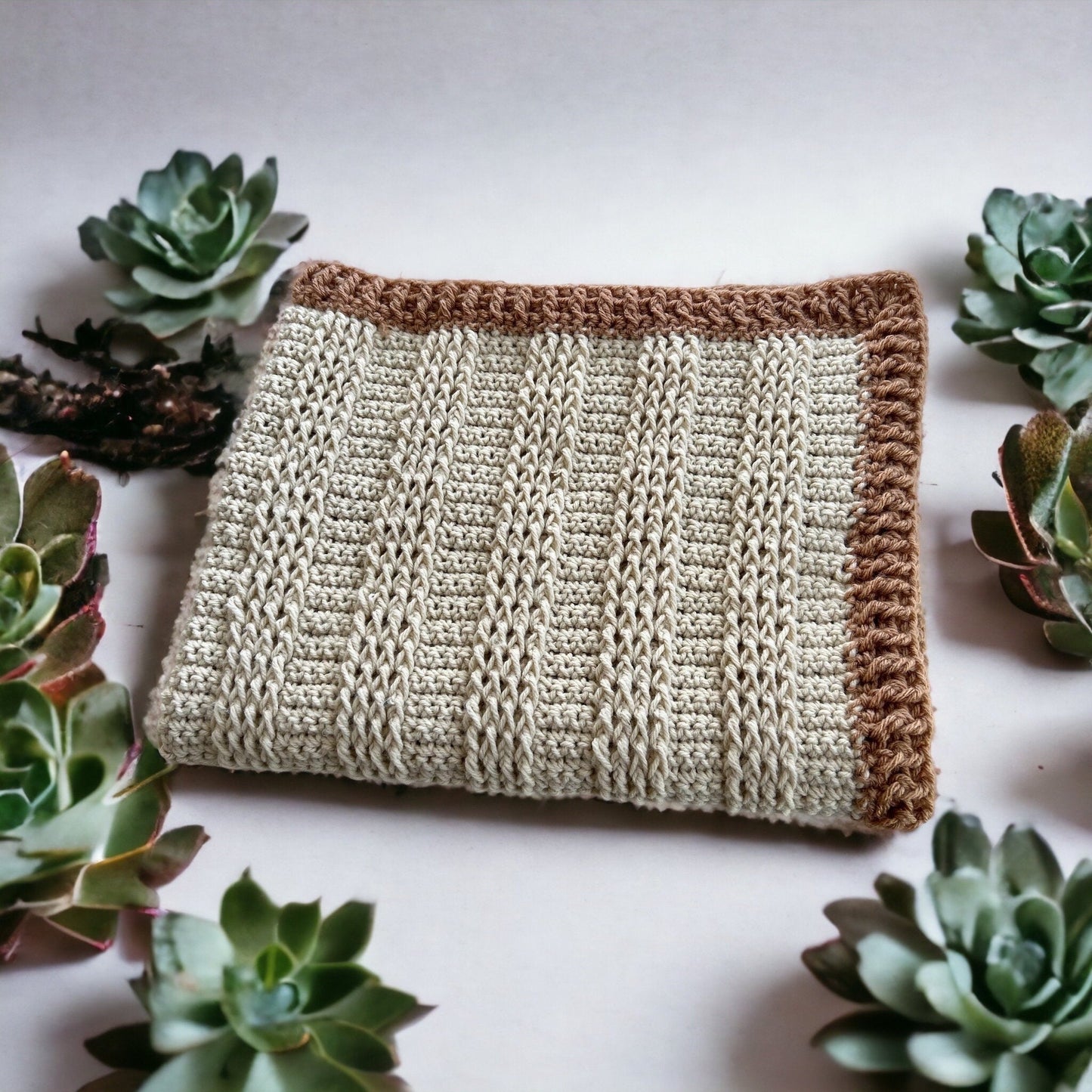 Beige and brown baby blanket, ready to ship modern heirloom blanket, blanket for baby boy- baby shower gift 34”x26”cradle blanket - Lilly Grace Sparkle Boutique