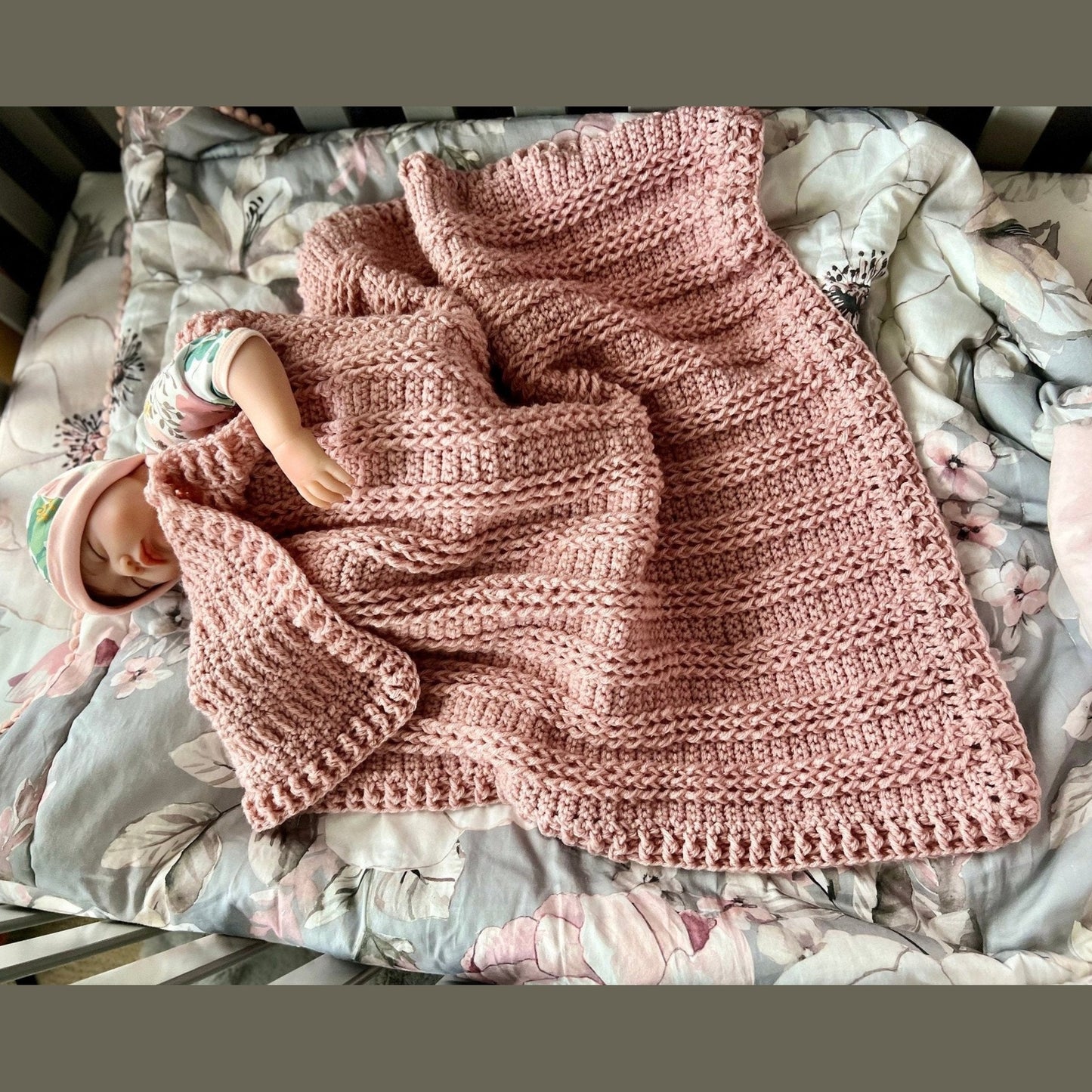 Blanket for baby girl, pink - blanket for baby girl - baby shower gift for baby girl 31”x26”cradle blanket, boho room decor, modern heirloom - Lilly Grace Sparkle Boutique