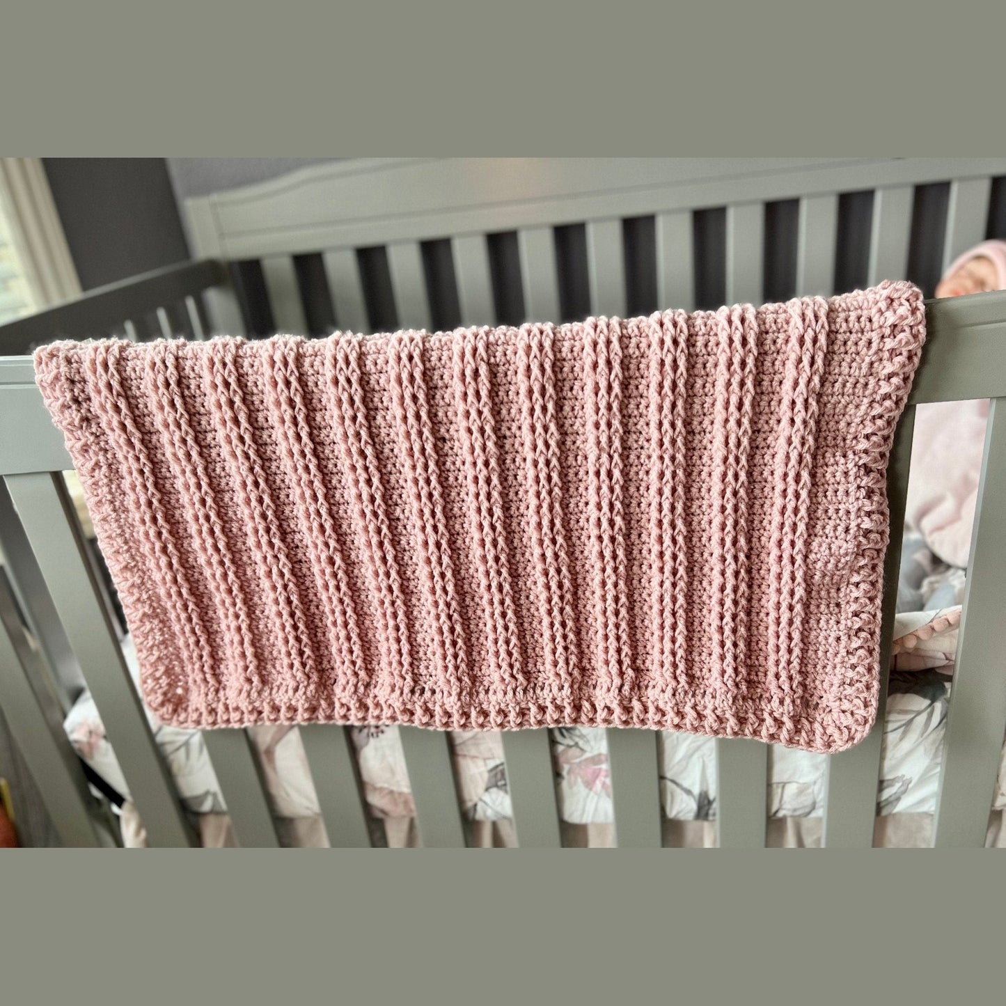 Blanket for baby girl, pink - blanket for baby girl - baby shower gift for baby girl 31”x26”cradle blanket, boho room decor, modern heirloom - Lilly Grace Sparkle Boutique