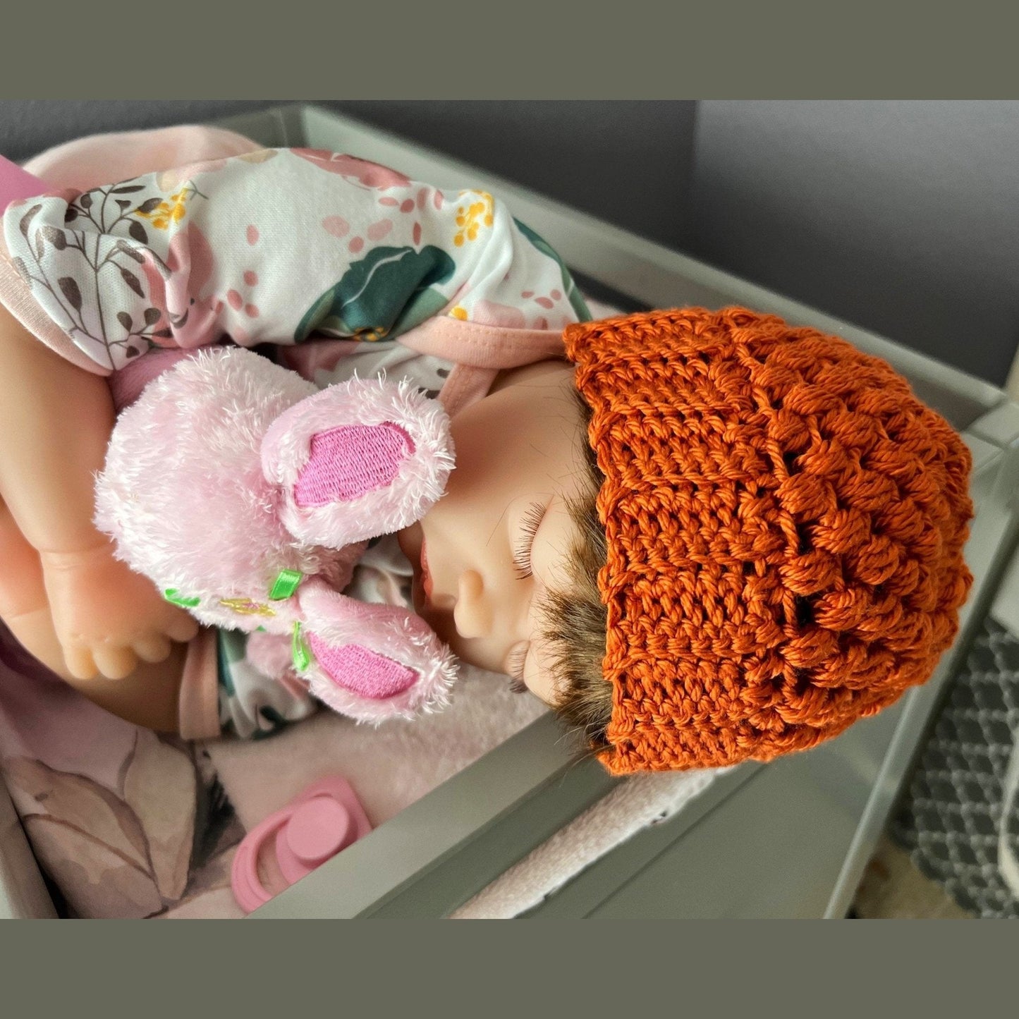 Hat for baby in pumpkin spice or orange color hat, handmade crochet fall hat, various sizes winter hat - Lilly Grace Sparkle Boutique