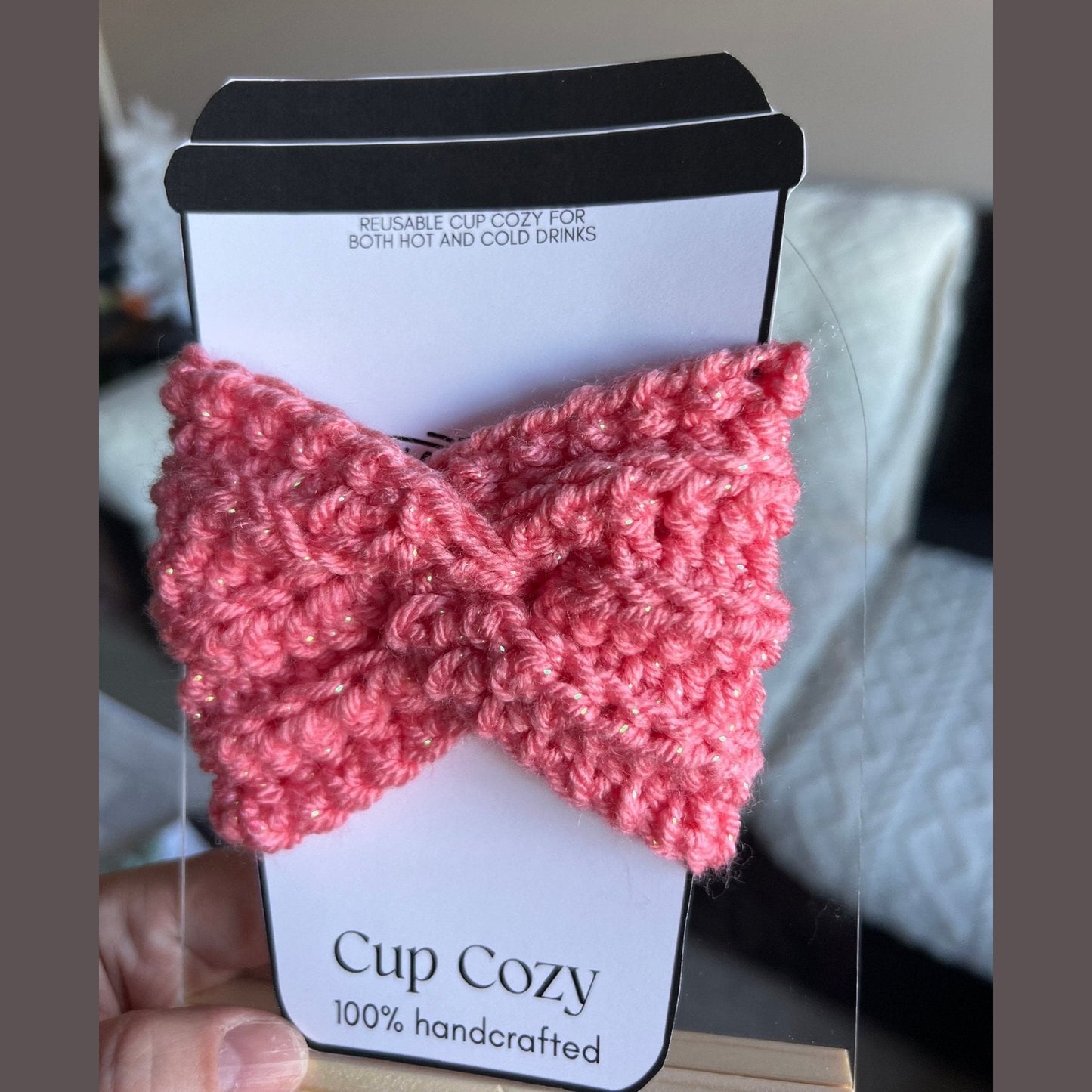 Reusable cup sleeve- l crochet coffee cozy- drink cozy-cup sleeve - cup cozy- coffee cup sleeve, coffee lover gift - Lilly Grace Sparkle Boutique
