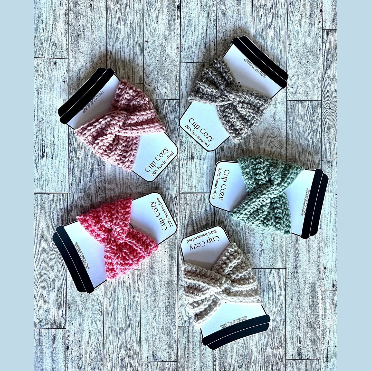 Reusable cup sleeve- rose pink - crochet coffee cozy- drink cozy-cup sleeve - cup cozy- coffee cup sleeve, coffee lover gift - Lilly Grace Sparkle Boutique