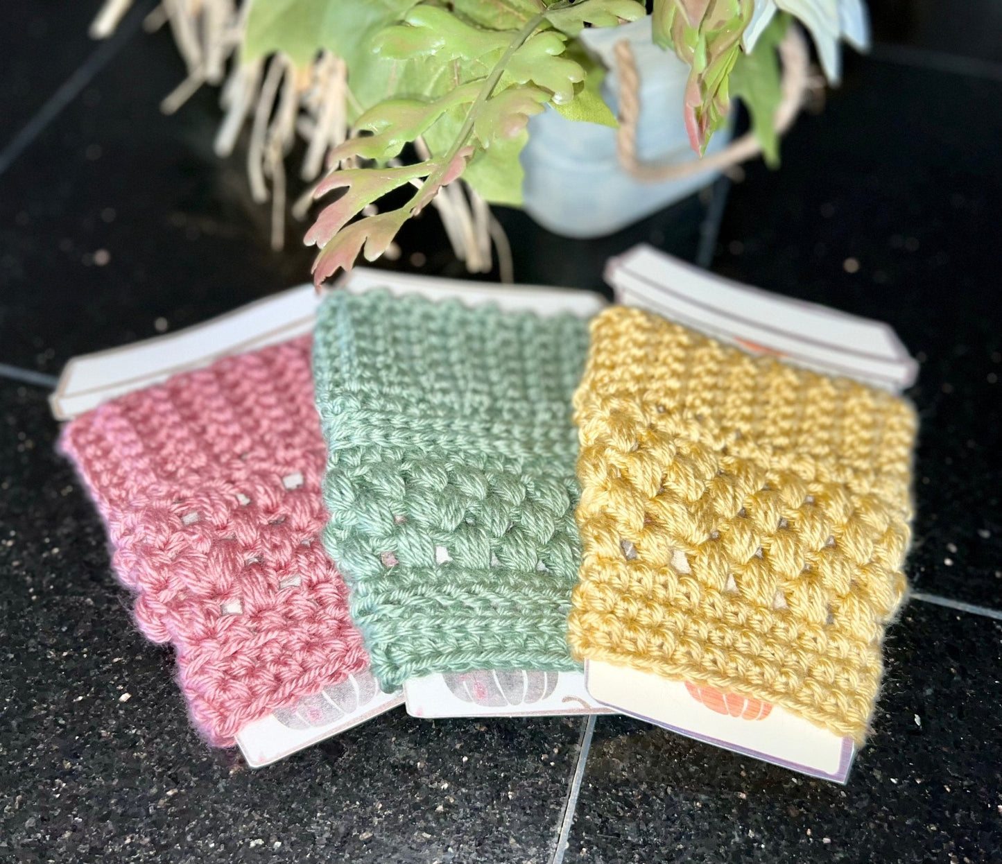 Sage green coffee cup cozy crochet- drink cozy-cup sleeve- iced coffee cozy -coffee cup sleeve- coffee lover gift-mom gift-Mother’s Day gift - Lilly Grace Sparkle Boutique