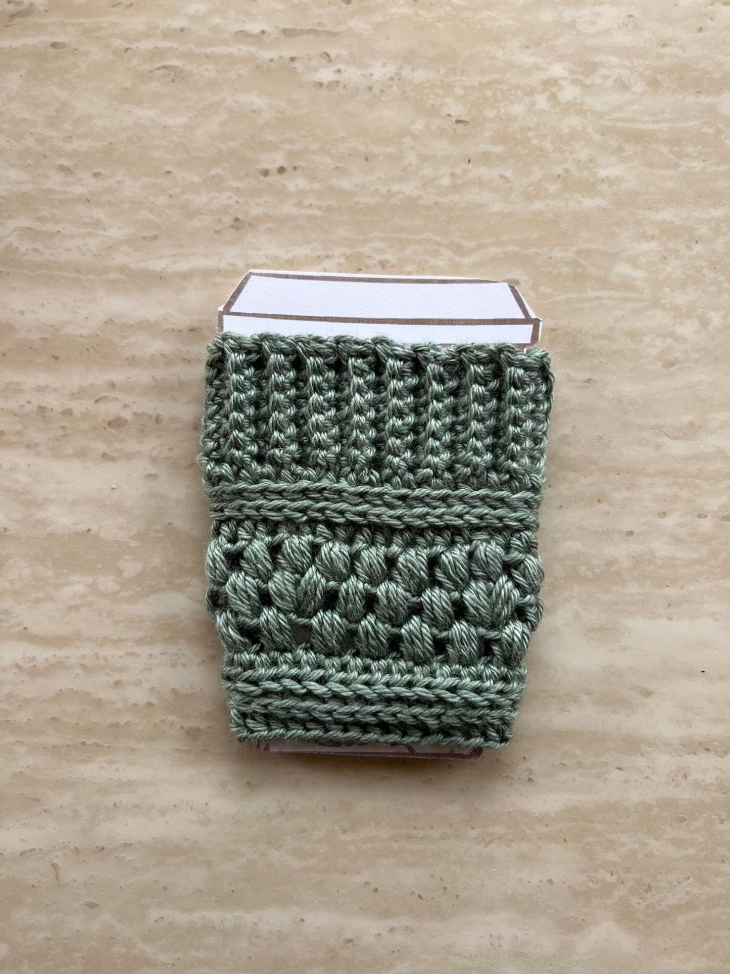 Sage green coffee cup cozy crochet- drink cozy-cup sleeve- iced coffee cozy -coffee cup sleeve- coffee lover gift-mom gift-Mother’s Day gift - Lilly Grace Sparkle Boutique