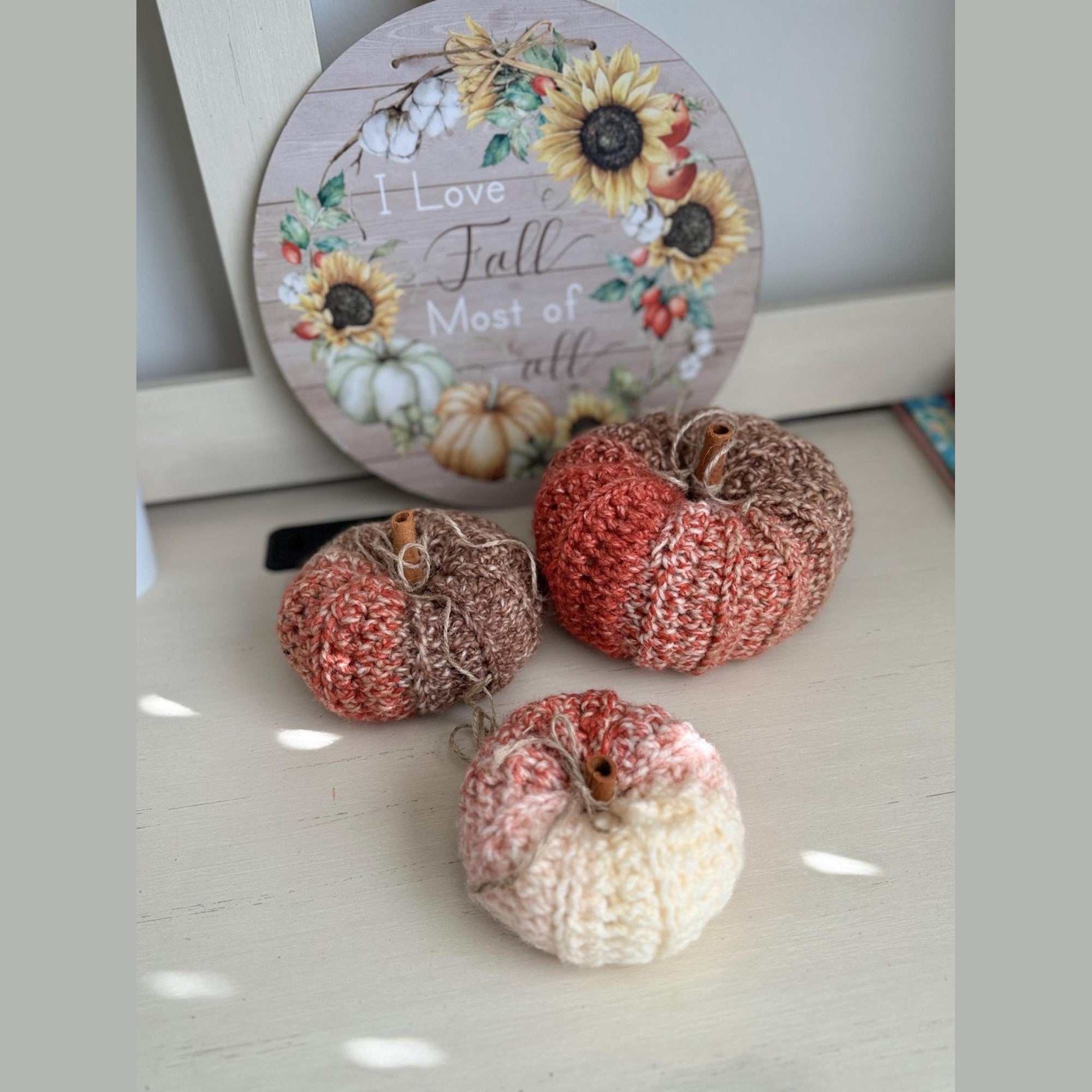 Fall decor for home, Crochet pumpkin decoration, handmade fall decor Thanksgiving decoration, Thanksgiving autumn photo prop - Lilly Grace Sparkle Boutique