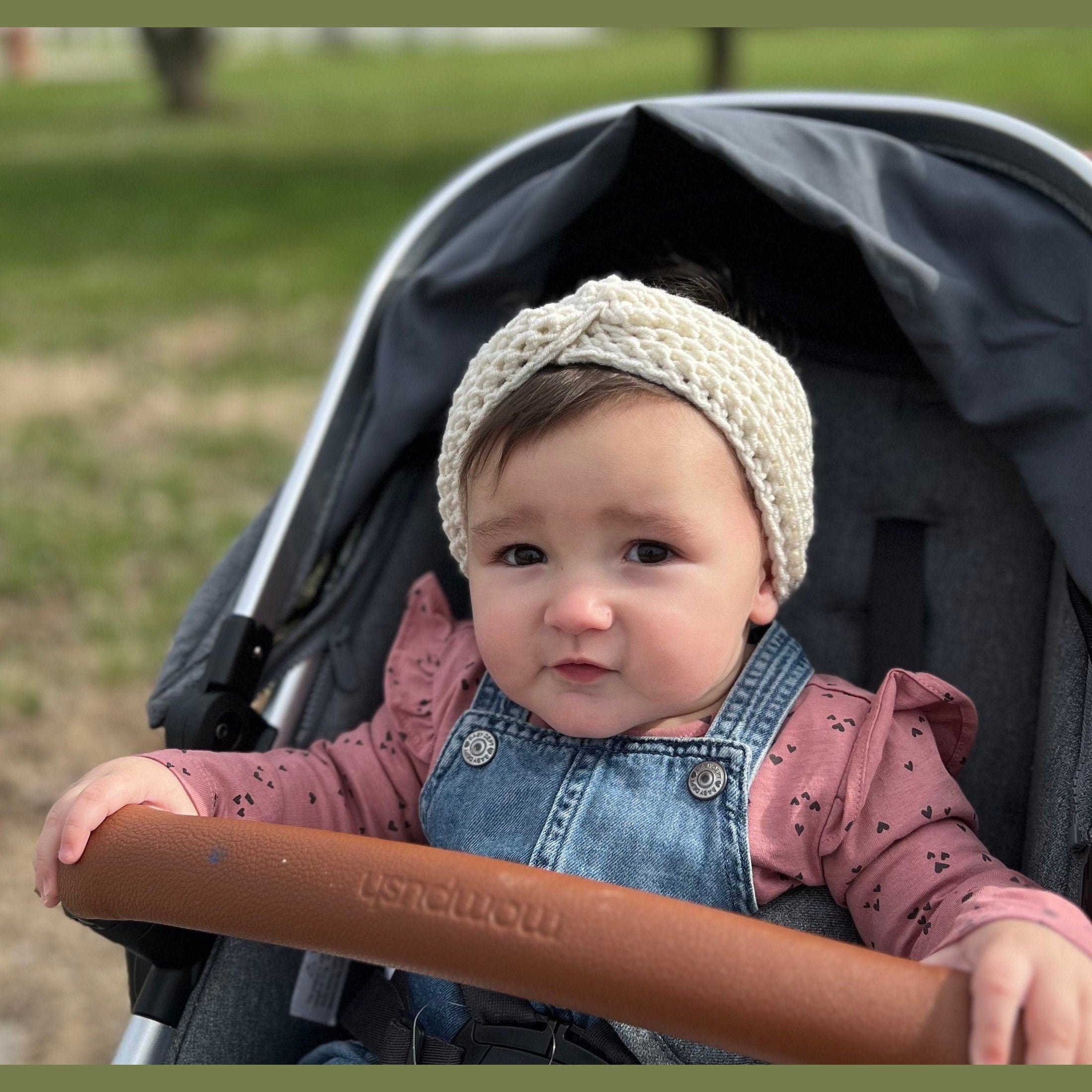 Pearl White -Crochet headband for girl or woman, boho style color headband, crochet headband for spring weather, various sizes