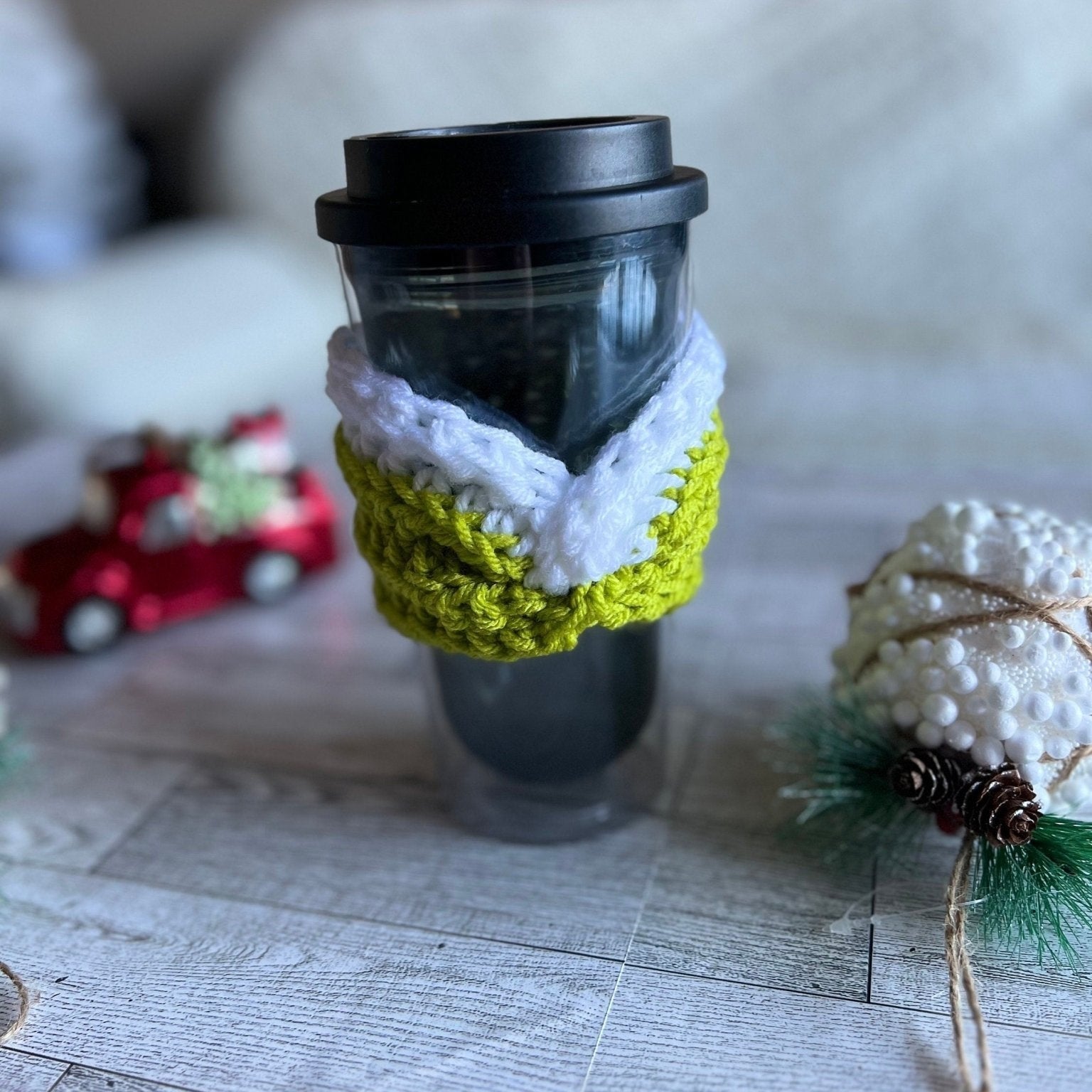 Reusable cup sleeve - christmas gift crochet coffee cozy - drink cozy - cup sleeve cozy - coffee cup sleeve, coffee lover gift - stocking stuffer - Lilly Grace Sparkle Boutique