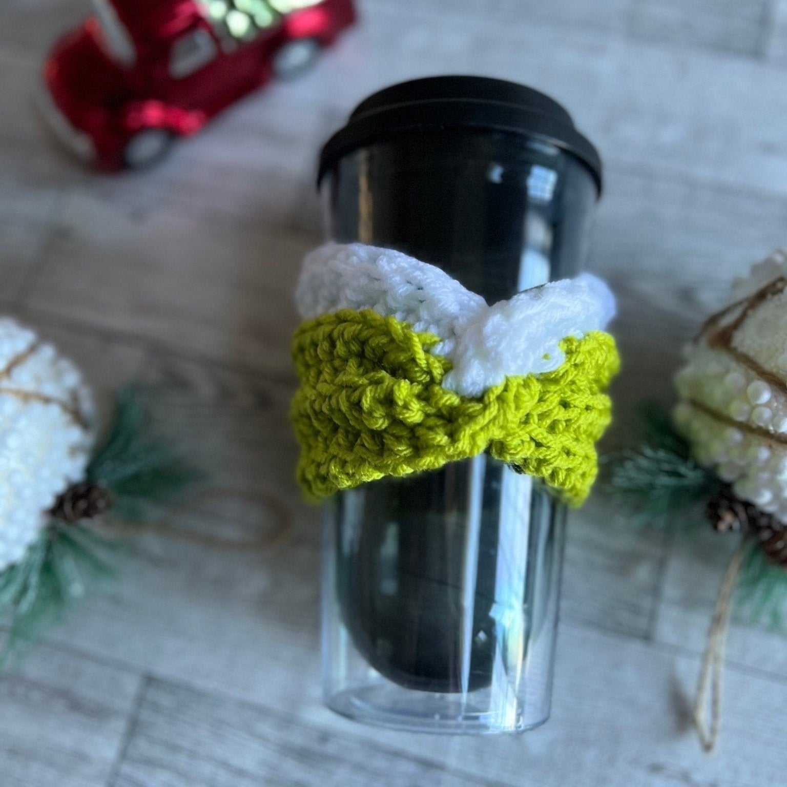 Reusable cup sleeve - christmas gift crochet coffee cozy - drink cozy - cup sleeve cozy - coffee cup sleeve, coffee lover gift - stocking stuffer - Lilly Grace Sparkle Boutique