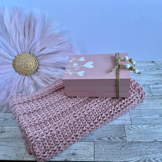 Cradle size baby blanket 31”x26”, dusty pink - blanket for baby girl - baby shower gift for baby girl, boho room decor, modern heirloom - Lilly Grace Sparkle Boutique