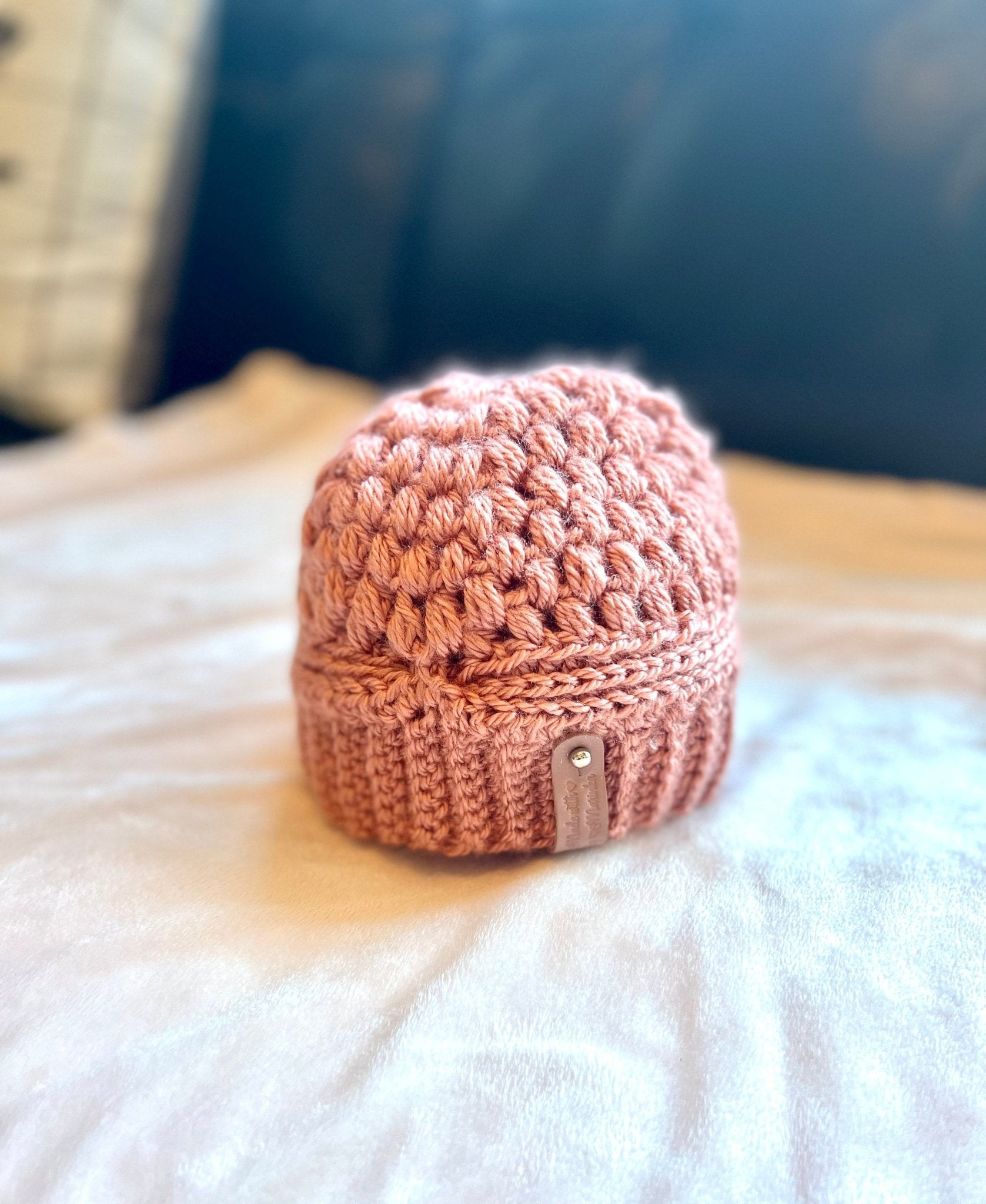 Crochet hat for baby girl, dusty rose pink baby girl hat, fall season hats, cute beanie hat, handmade crochet hat for girl - Lilly Grace Sparkle Boutique