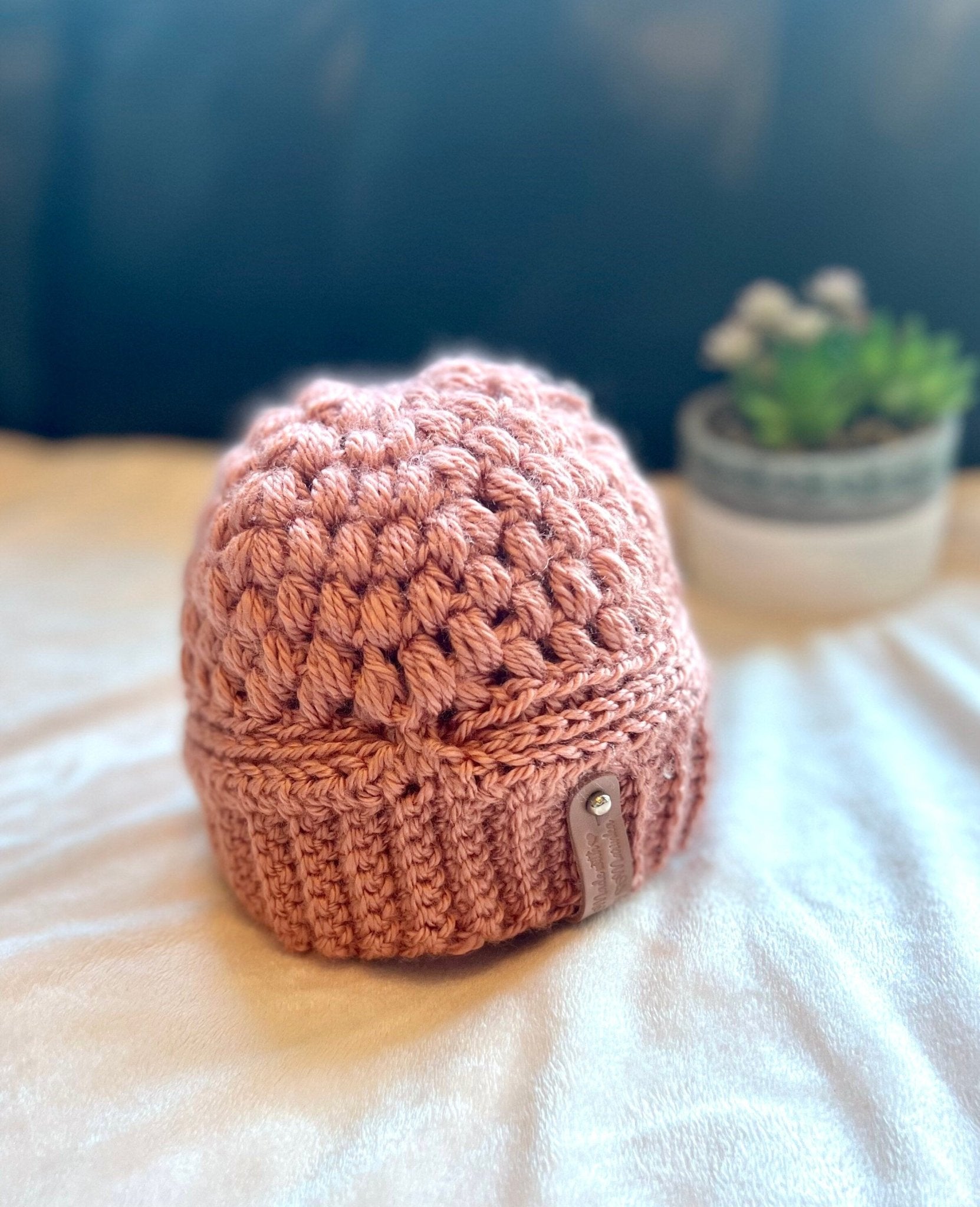 Crochet hat for baby girl, dusty rose pink baby girl hat, fall season hats, cute beanie hat, handmade crochet hat for girl - Lilly Grace Sparkle Boutique