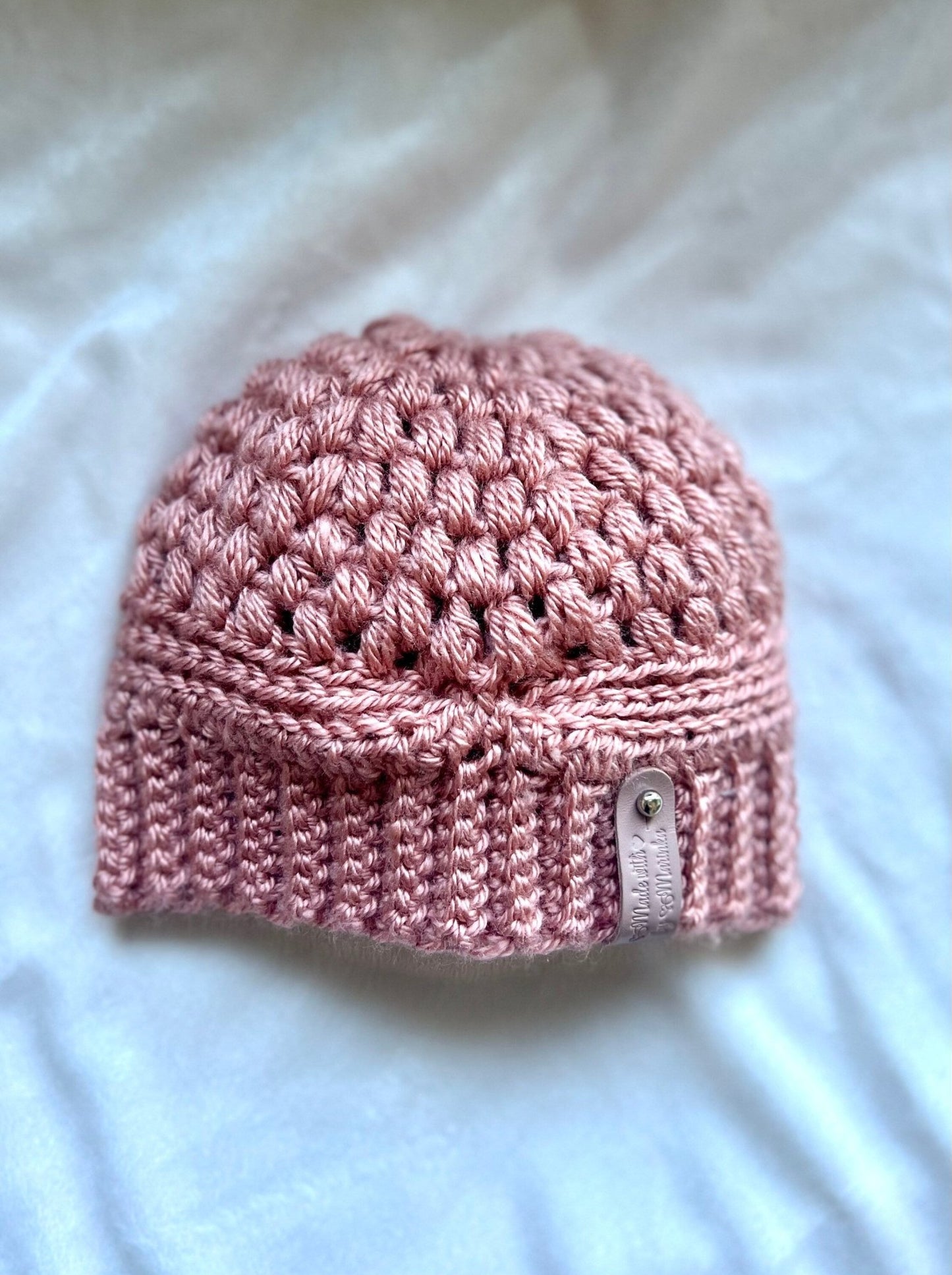 Crochet hat for baby girl, dusty rose pink baby girl hat, fall season hats, cute beanie hat, handmade crochet hat for girl - Lilly Grace Sparkle Boutique