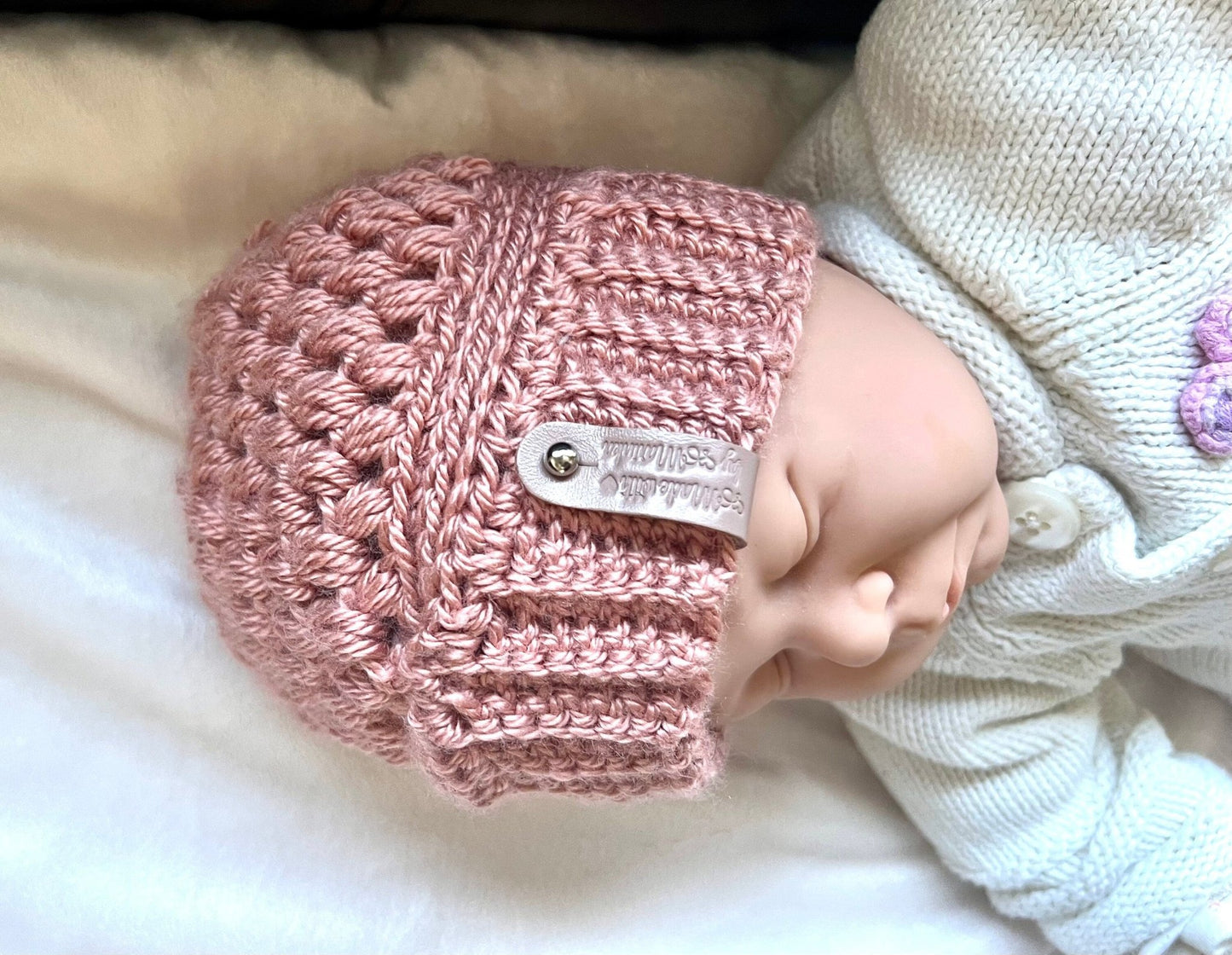 Crochet hat for baby girl, dusty rose pink baby girl hat, fall season hats, cute beanie hat, handmade crochet hat for girl - Lilly Grace Sparkle Boutique