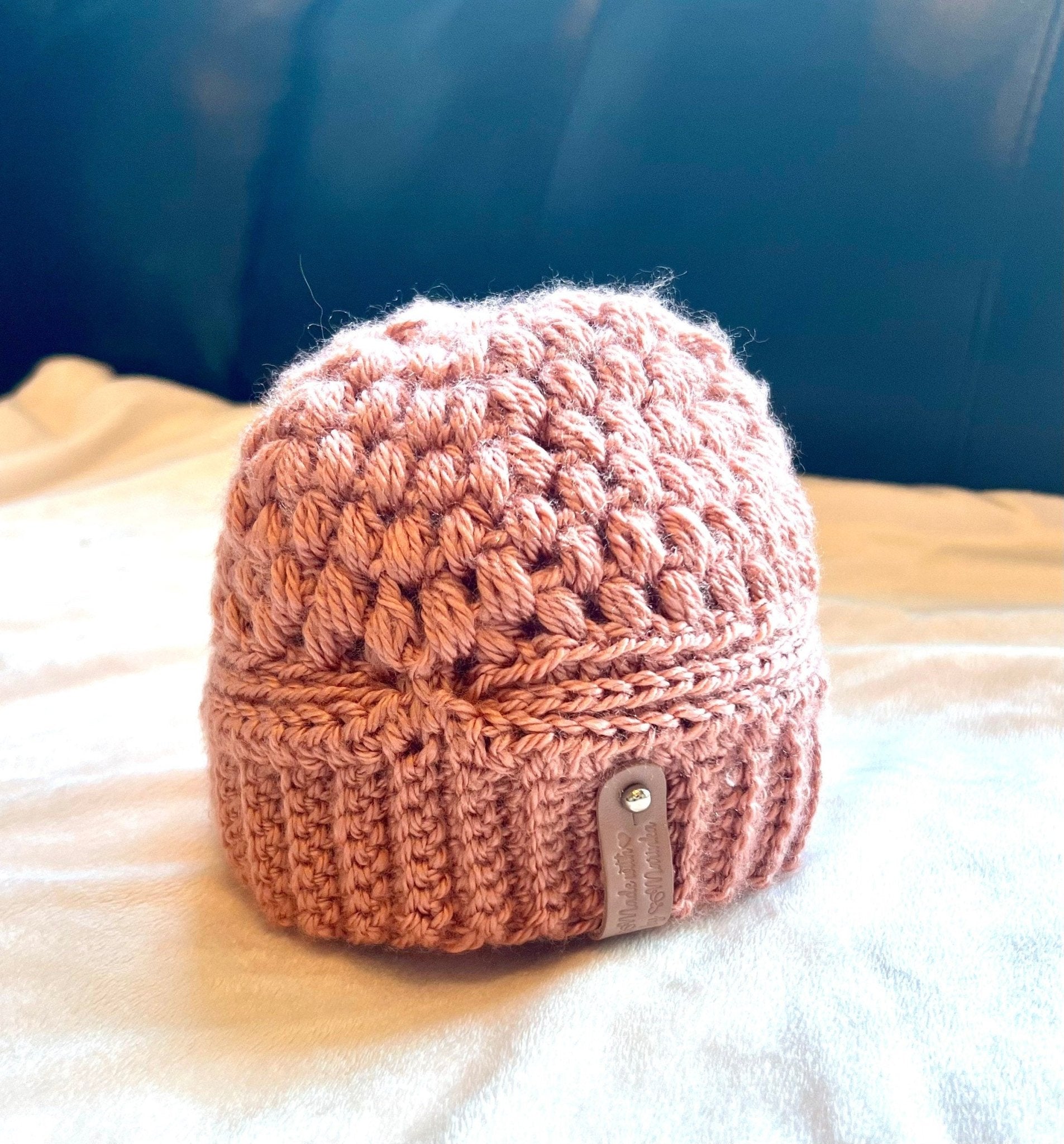 Hat for baby girl, crochet, dusty pink rose color, size 3 - 9 months, baby girl hat, fall season hats, cute beanie hat for baby girl - Lilly Grace Sparkle Boutique