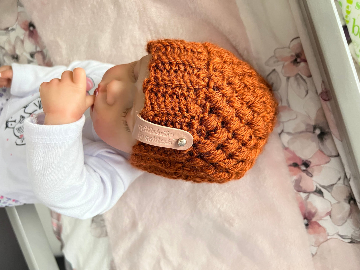 Baby hat in pumpkin spice color, handmade crochet hat, winter hat for baby, winer hat toddler, fall beanie hat, various sizes available