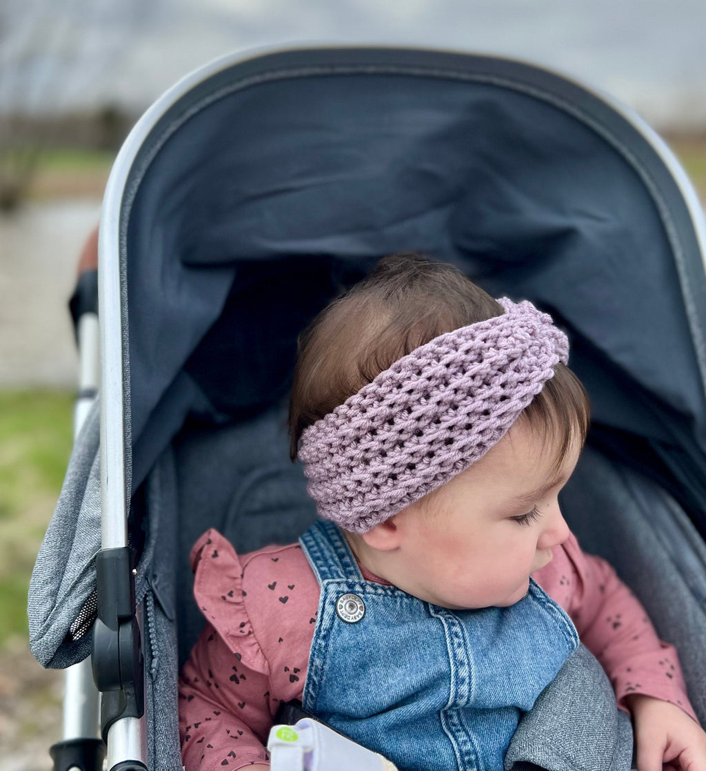 Crochet twisted headband baby or toddler sizes - Purple