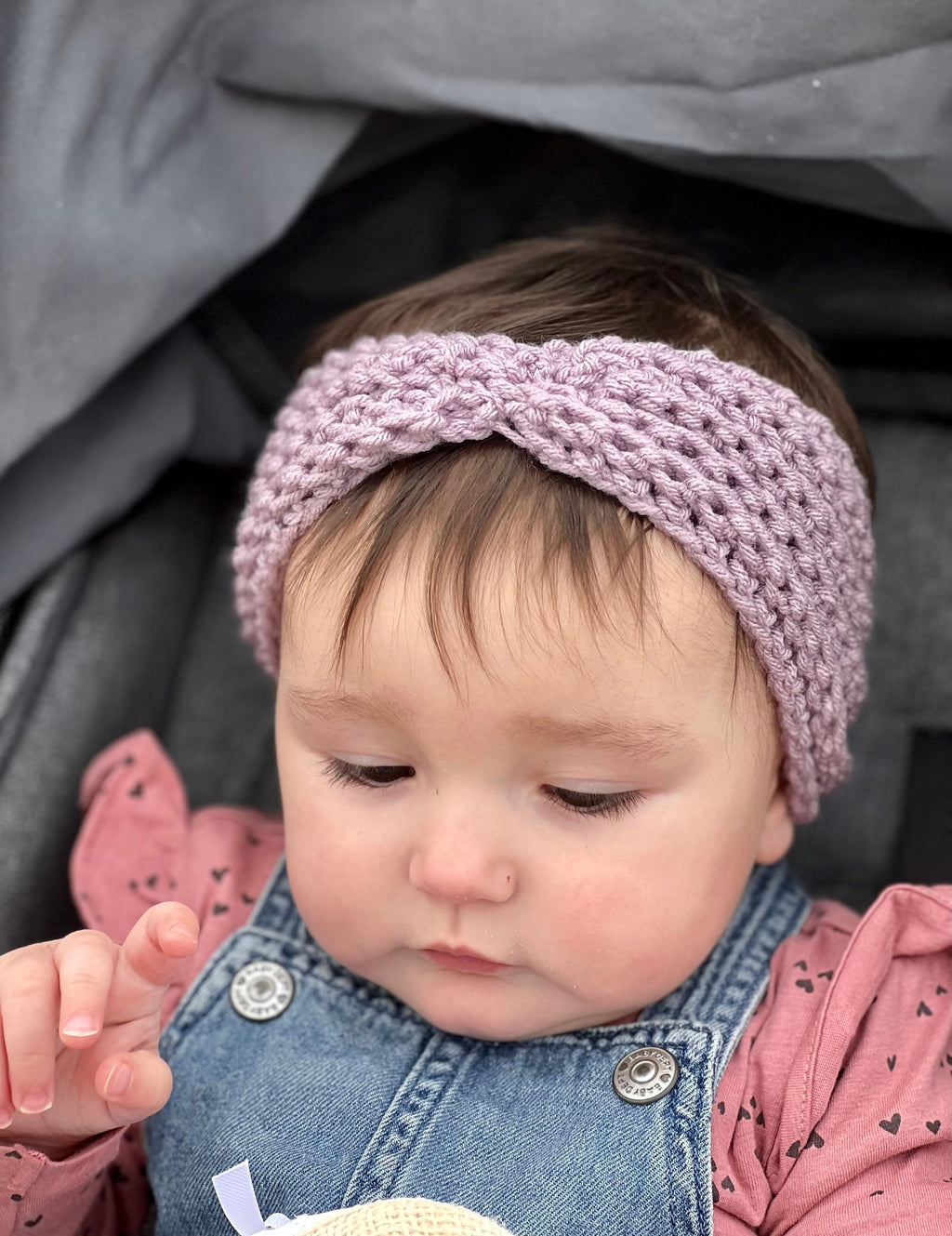 Crochet twisted headband baby or toddler sizes - Purple- stocking stuffer