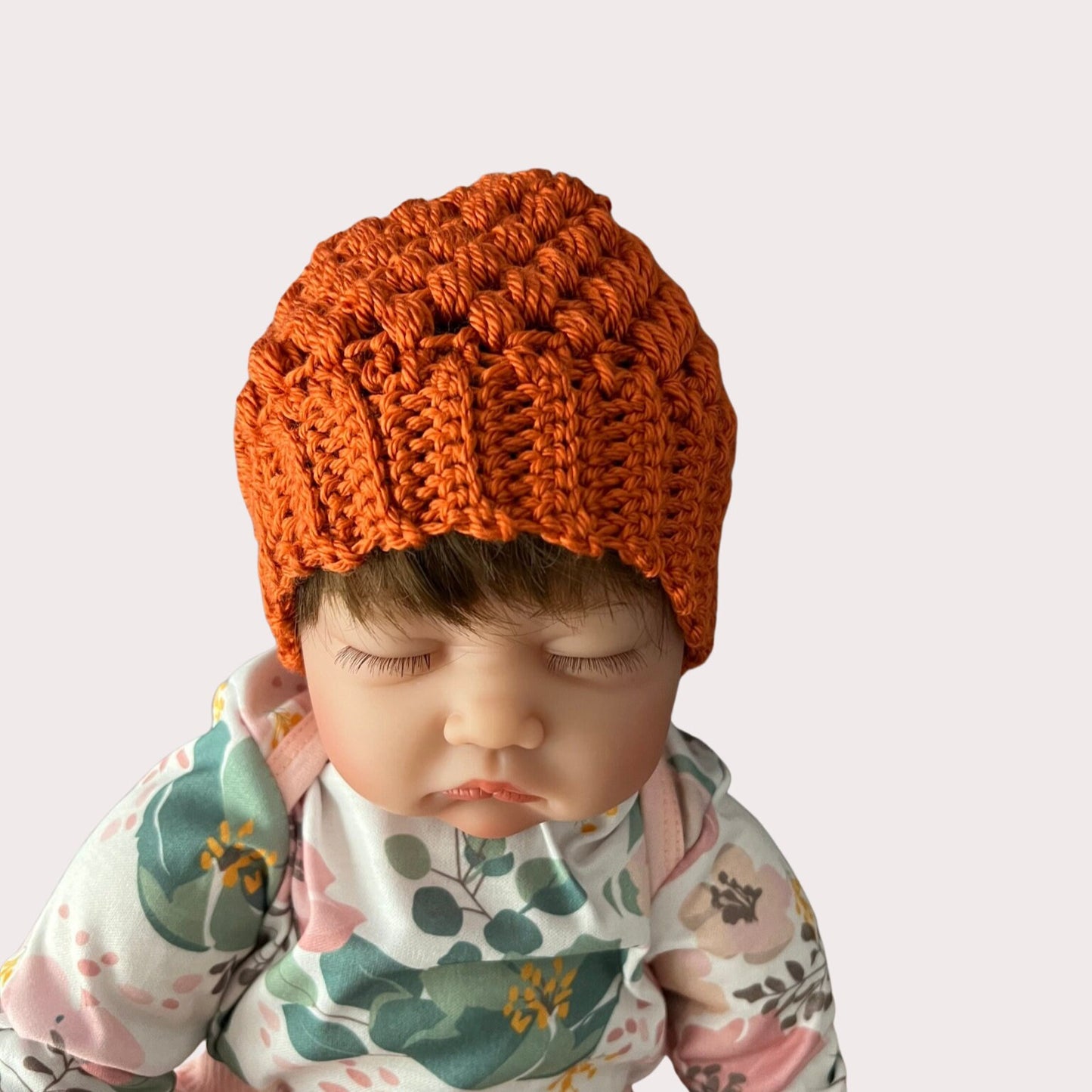 Baby hat in pumpkin spice color, handmade crochet hat, winter hat for baby, winer hat toddler, fall beanie hat, various sizes available