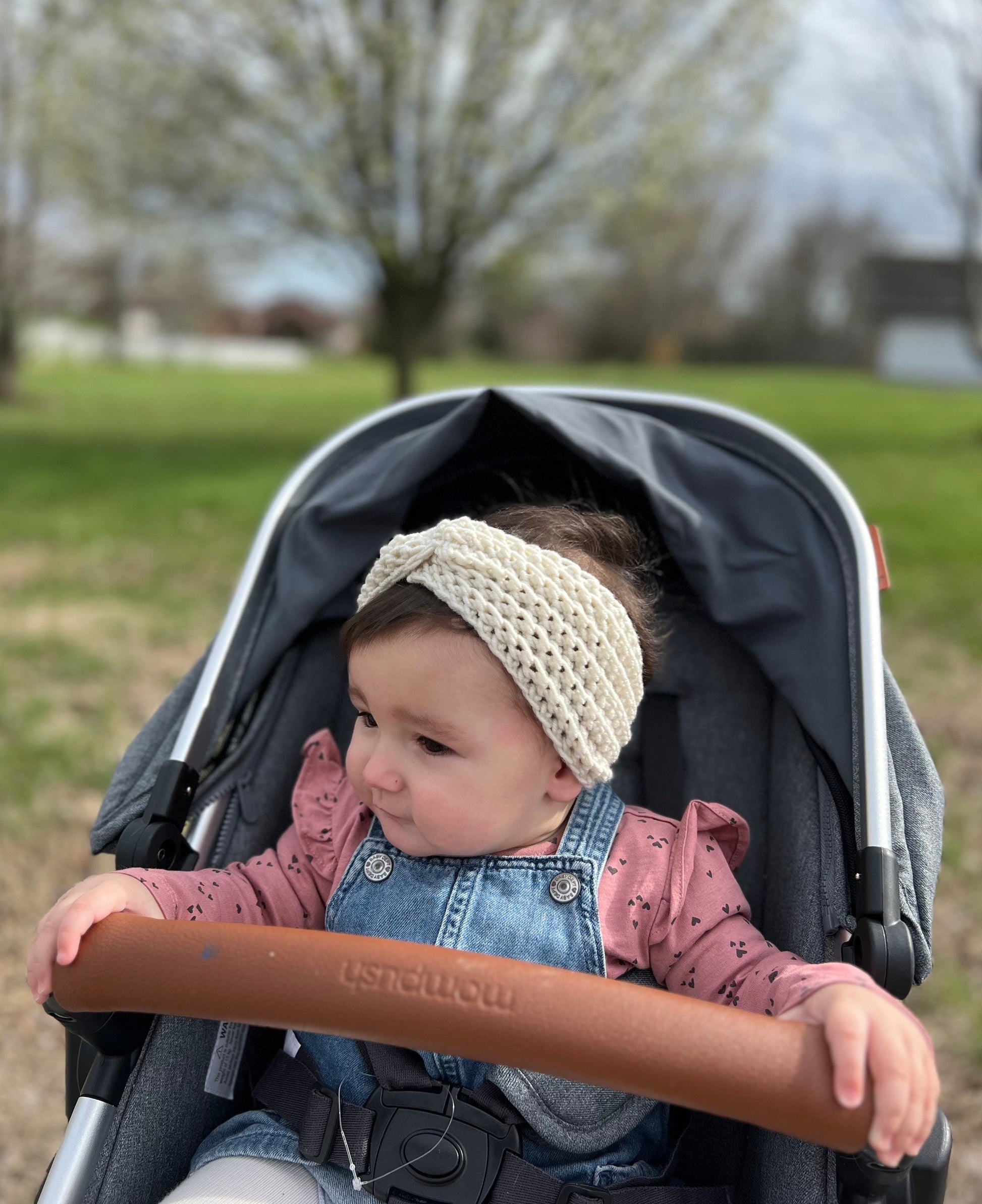 Pearl White -Crochet headband for girl or woman, boho style color headband, crochet headband for spring weather, various sizes