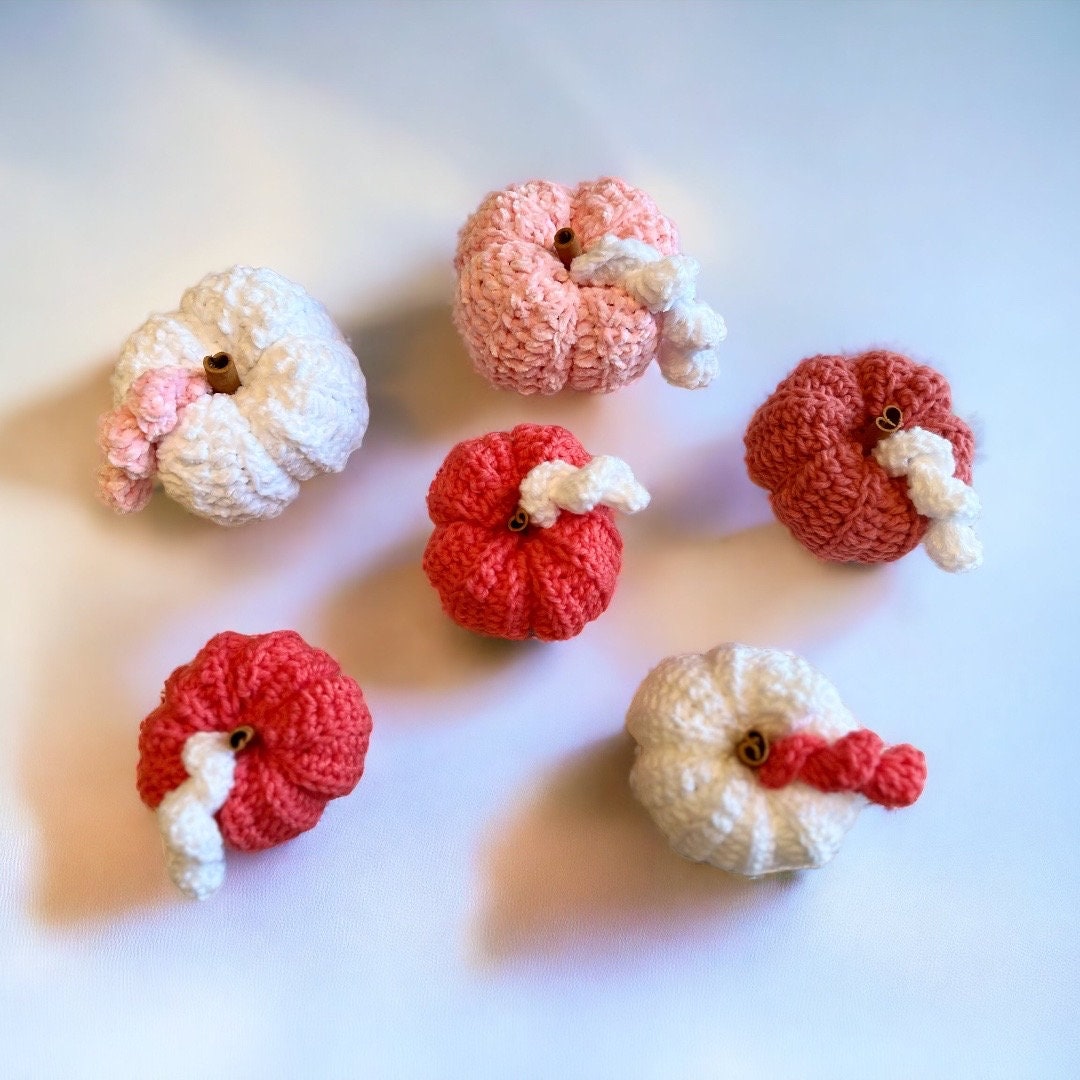 Small pink decorative pumpkin single or set Pink and white core Halloween fall decoration for teenage girl room