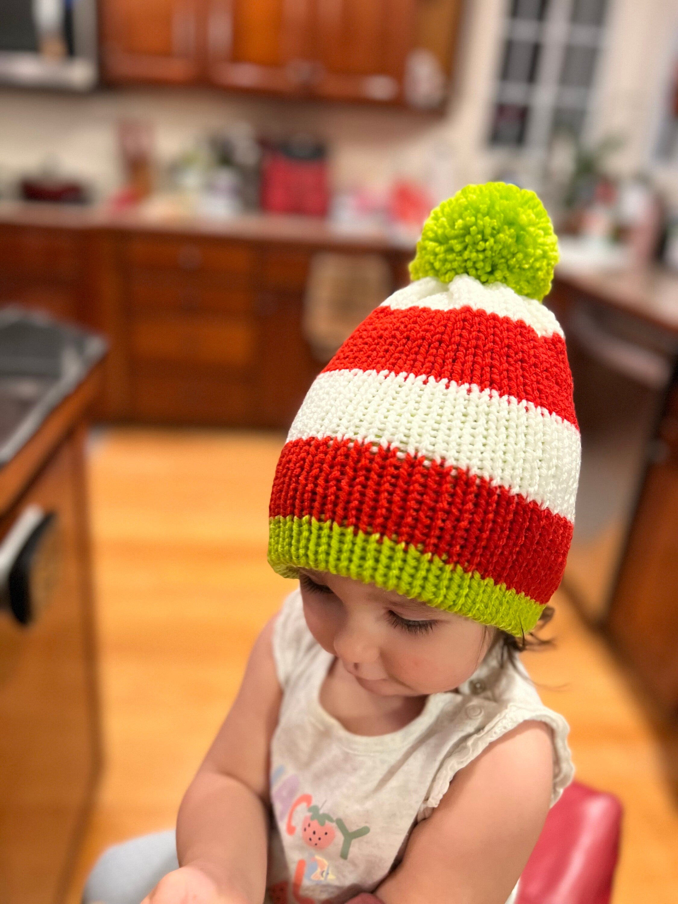 Christmas beanie hat, red-white- lime green colored, sizes newborn to adult, Grinch hat, baby Grinch hat, woman’s grinch hat, toddler beanie