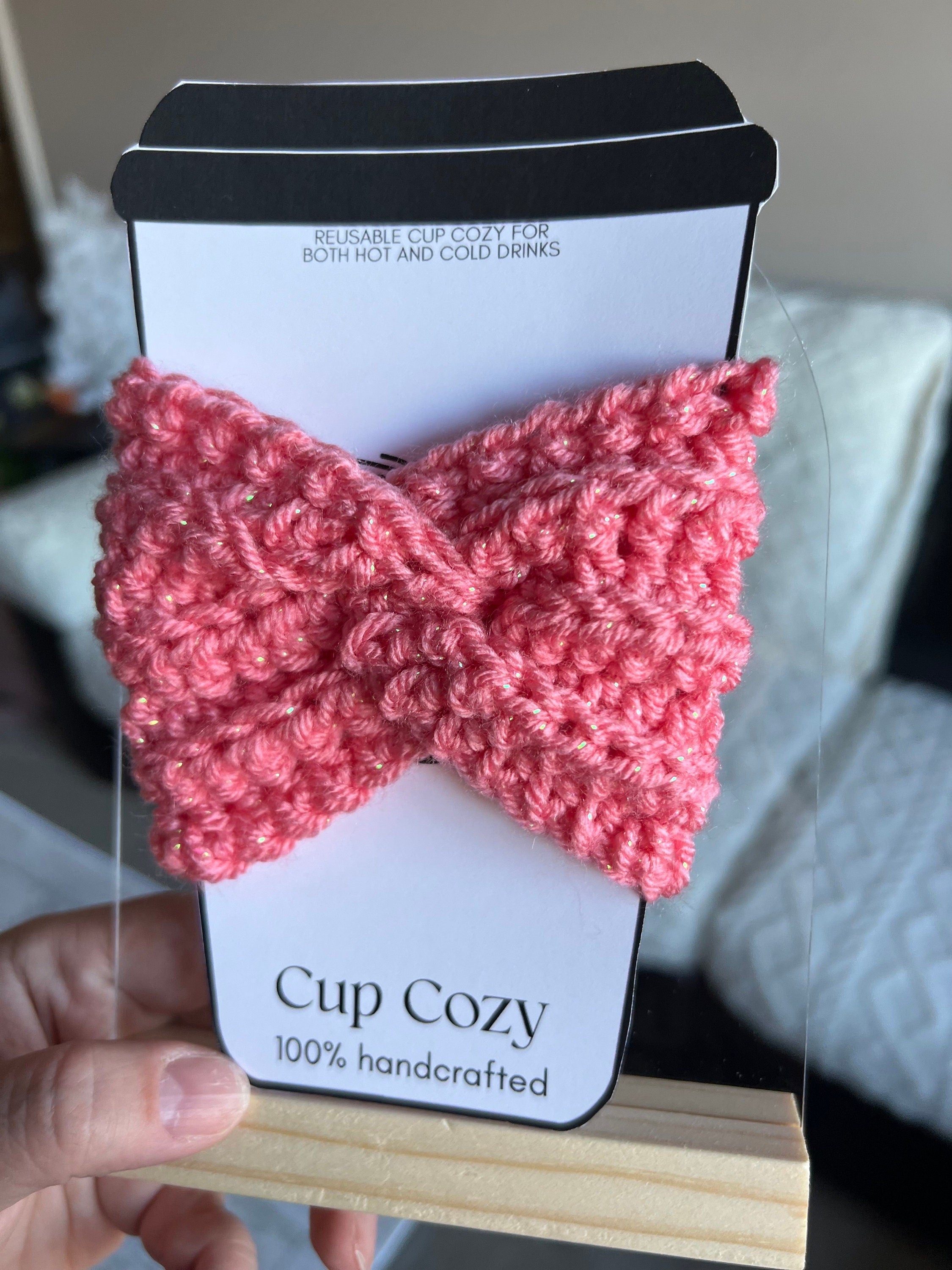 Reusable Coffee Cup Sleeve Cozy - rose pink - Handmade Crochet