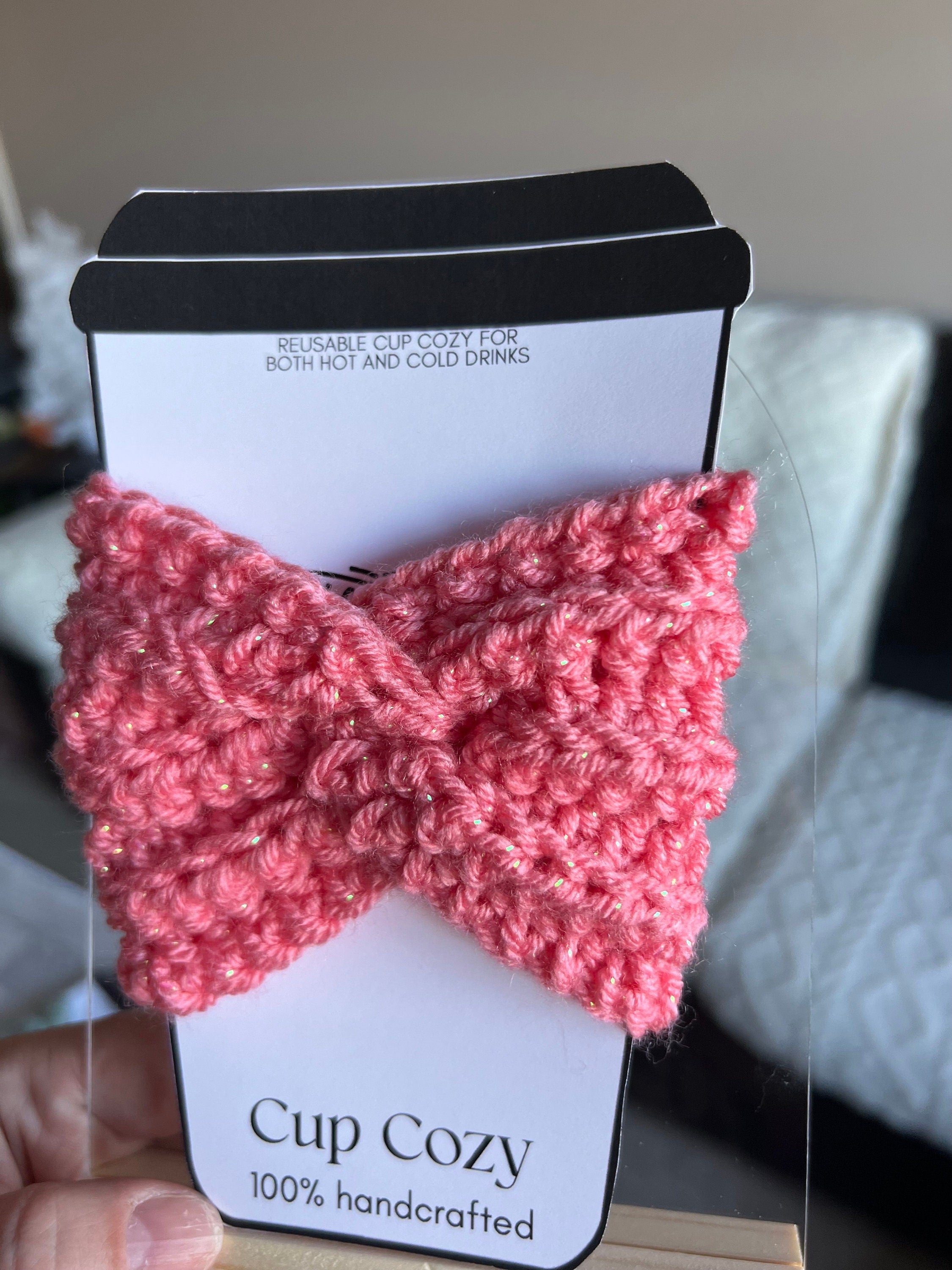 Reusable Coffee Cup Sleeve Cozy - rose pink - Handmade Crochet