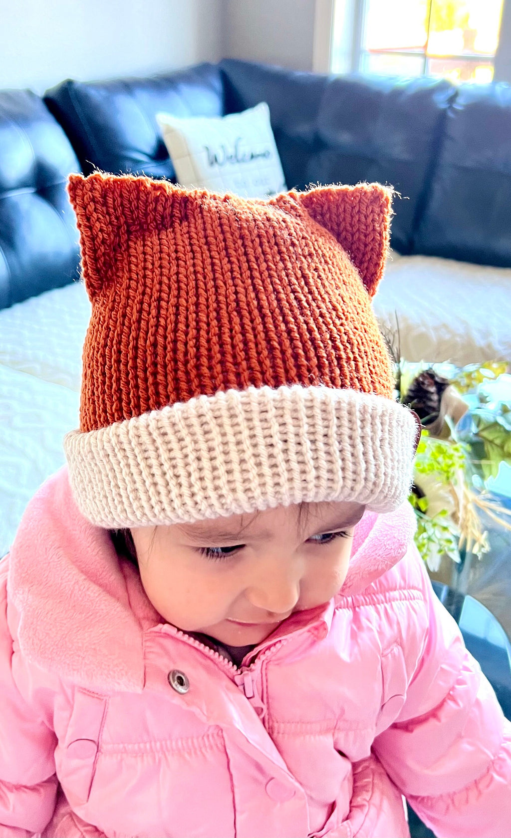 Baby Fox ears hat for baby or toddler fox ears winter hat Soft Knitted sly fox beanie hat, woodland tiny fox beanie hat