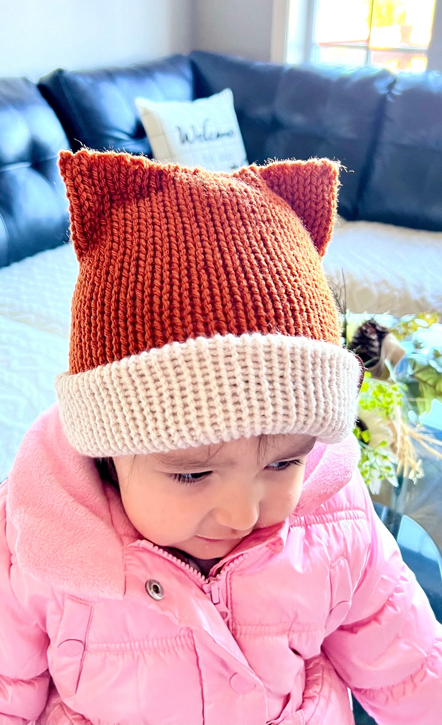 Baby Fox ears hat for baby or toddler fox ears winter hat Soft Knitted sly fox beanie hat, woodland tiny fox beanie hat