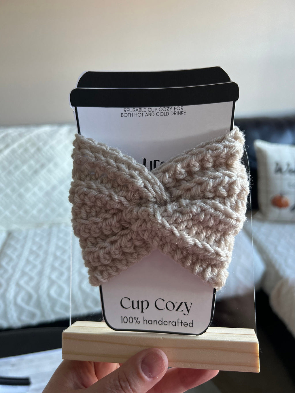 Reusable Coffee Cup Sleeve Cozy - rose pink - Handmade Crochet