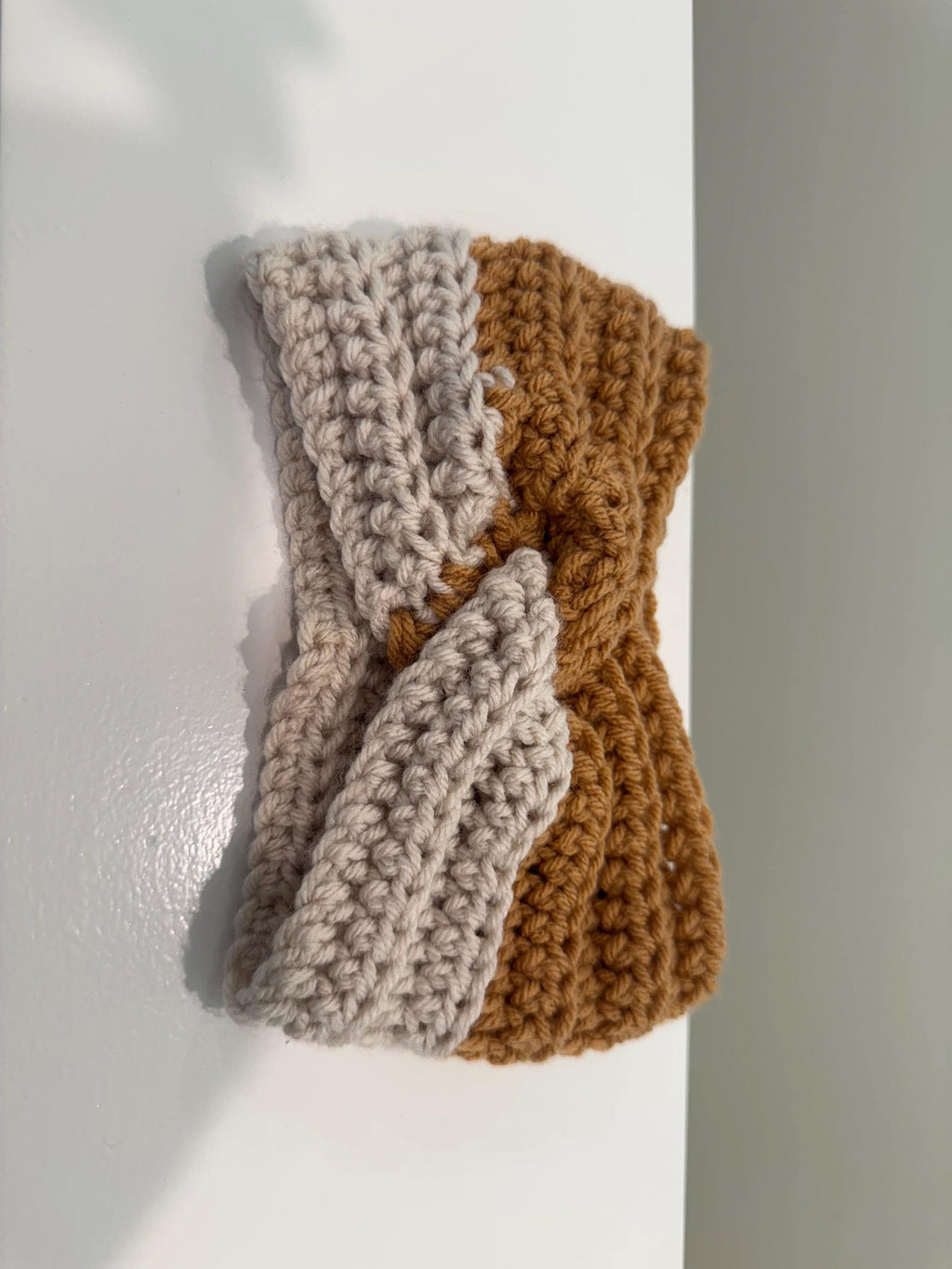 Handmade Crochet Sweater Cardigan and Headband Set for Toddler Girl, size 2-4 years old, beige and brown color combo