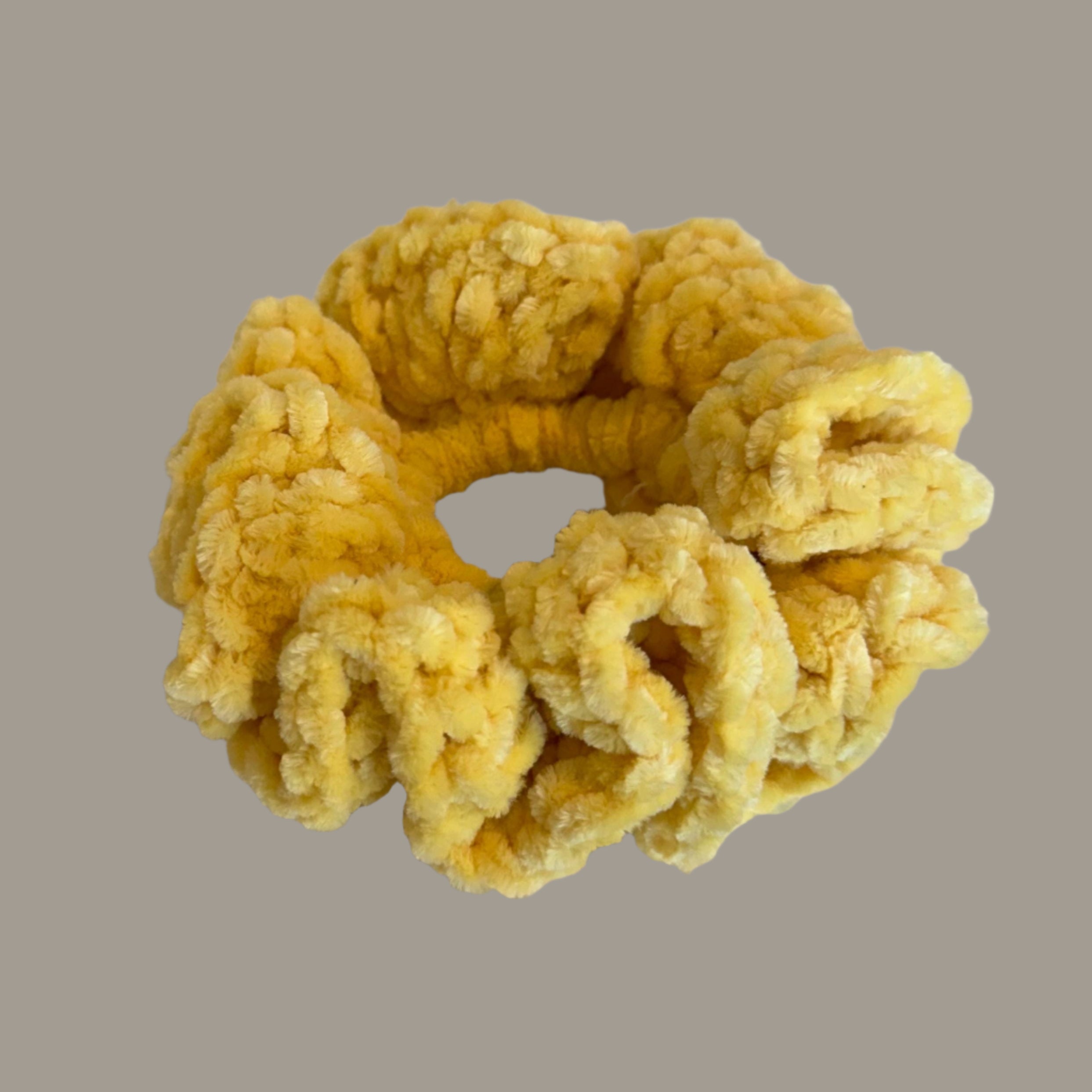 Soft hair scrunchie made from soft velvety yarn- honey yellow