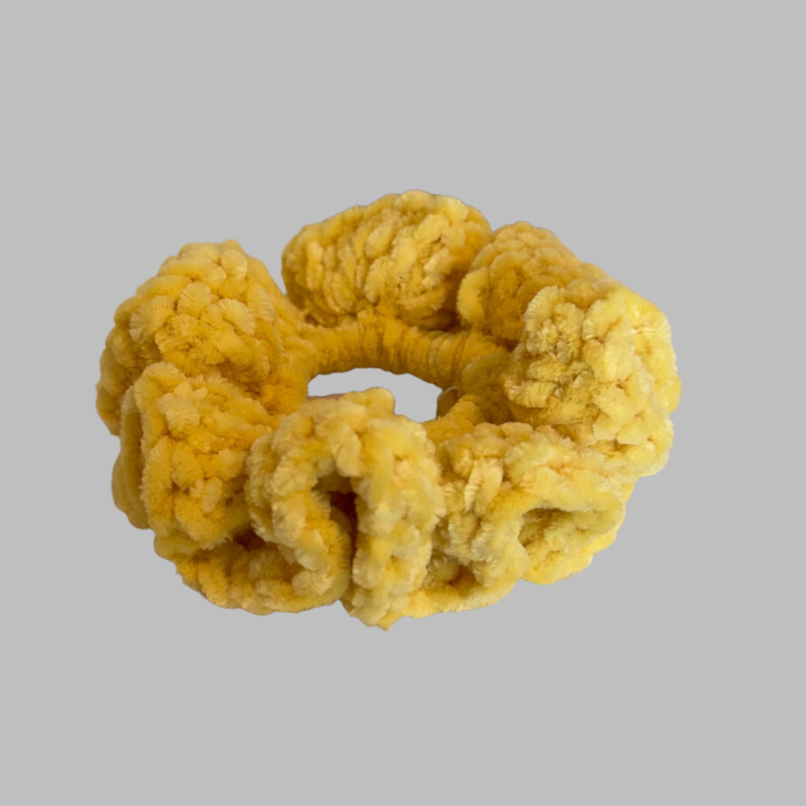 Soft hair scrunchie made from soft velvety yarn- honey yellow