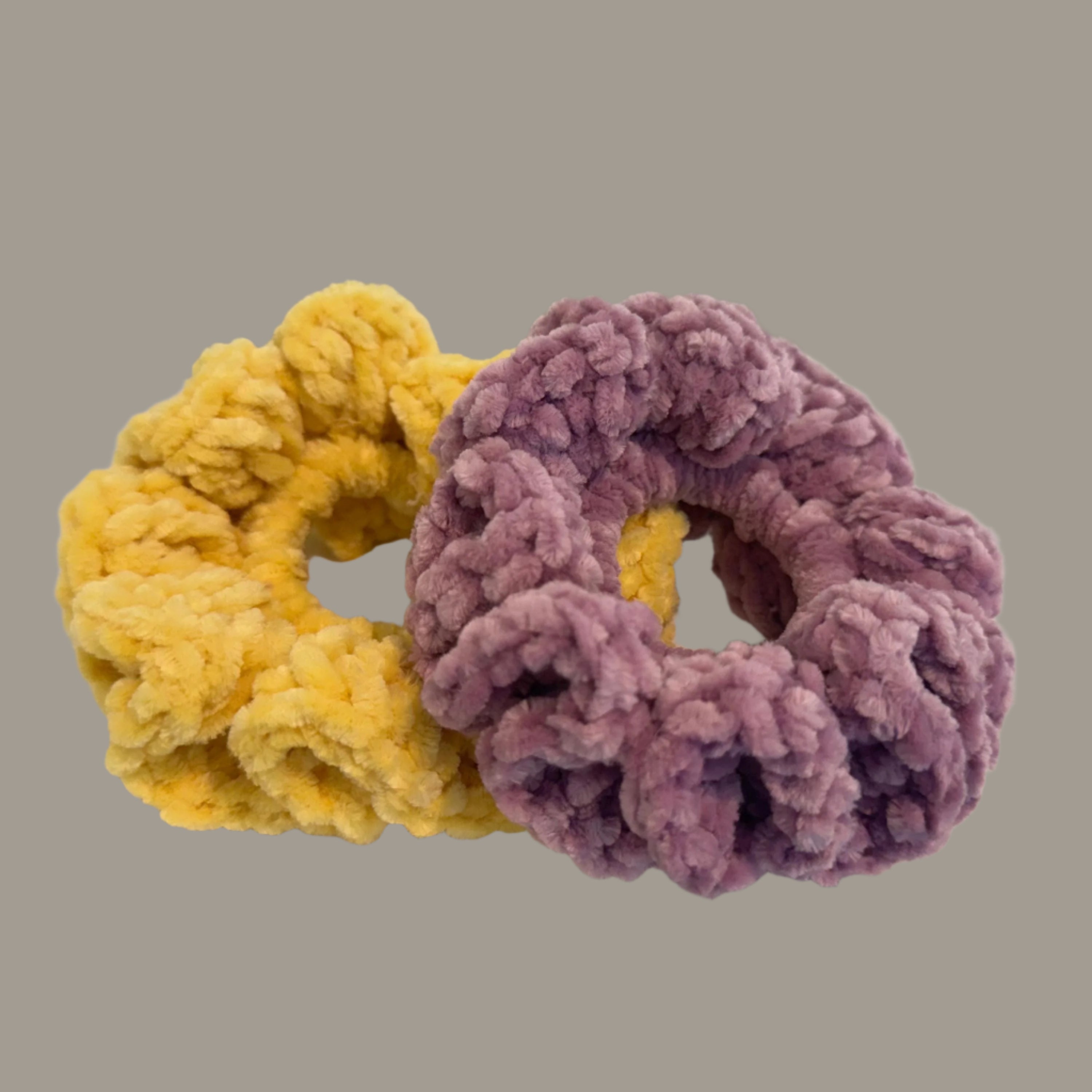 Soft hair scrunchie made from soft velvety yarn- honey yellow
