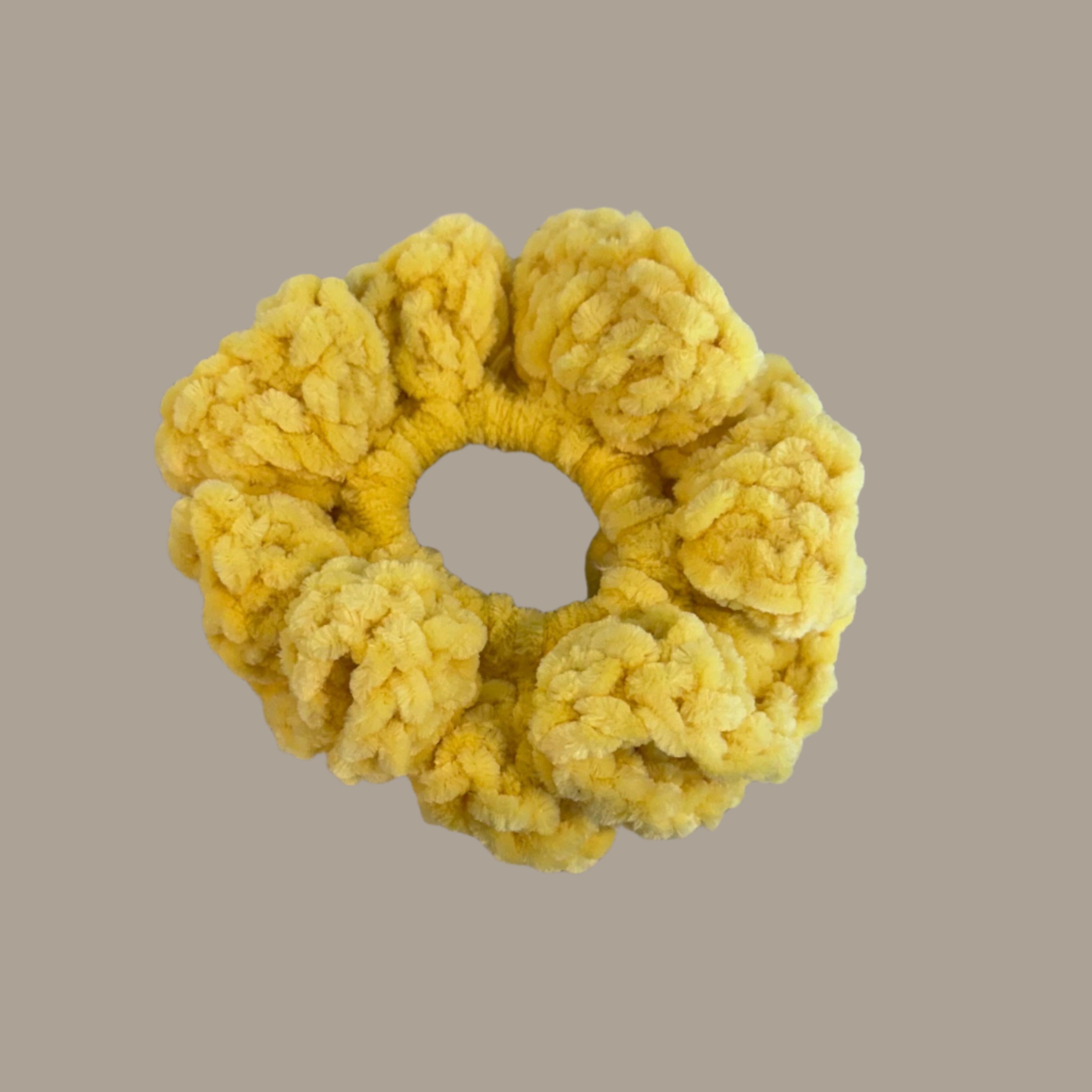 Soft hair scrunchie made from soft velvety yarn- honey yellow