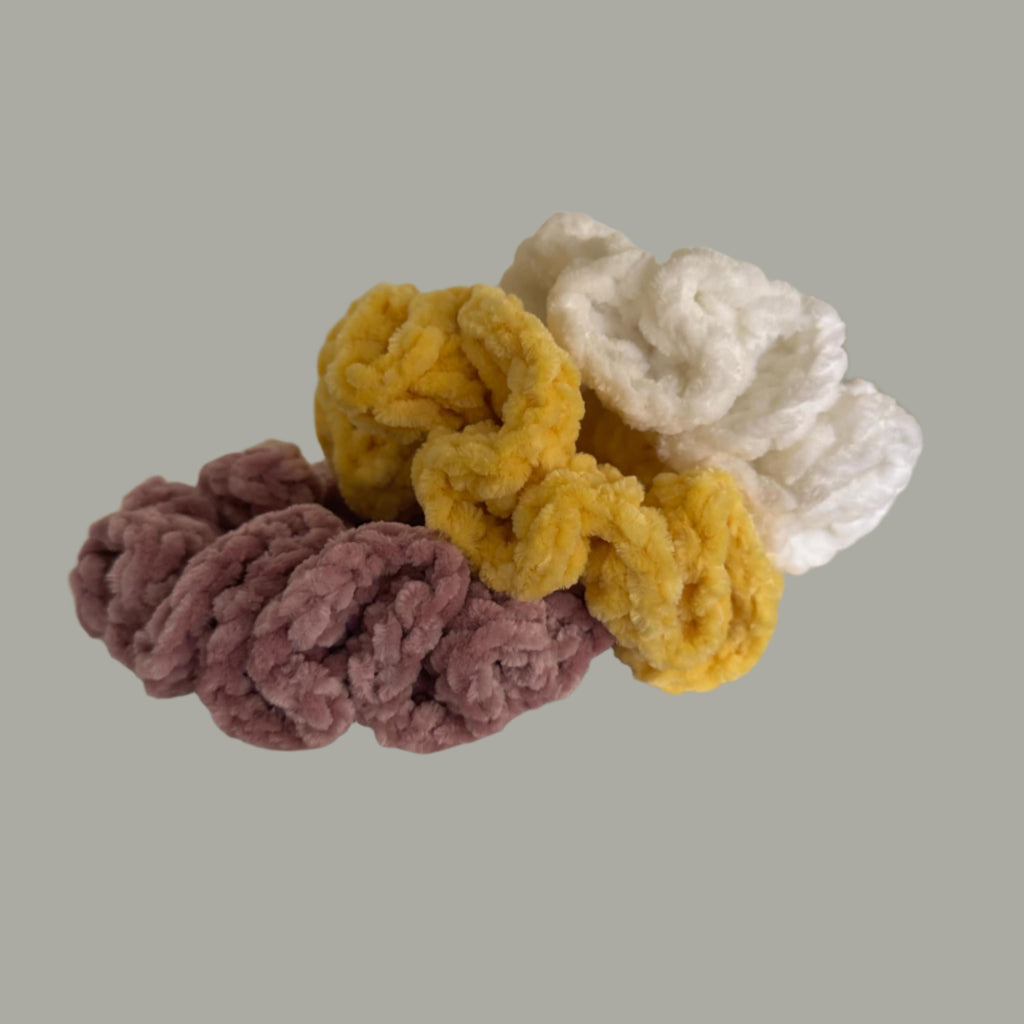Soft hair scrunchie made from soft velvety yarn- honey yellow