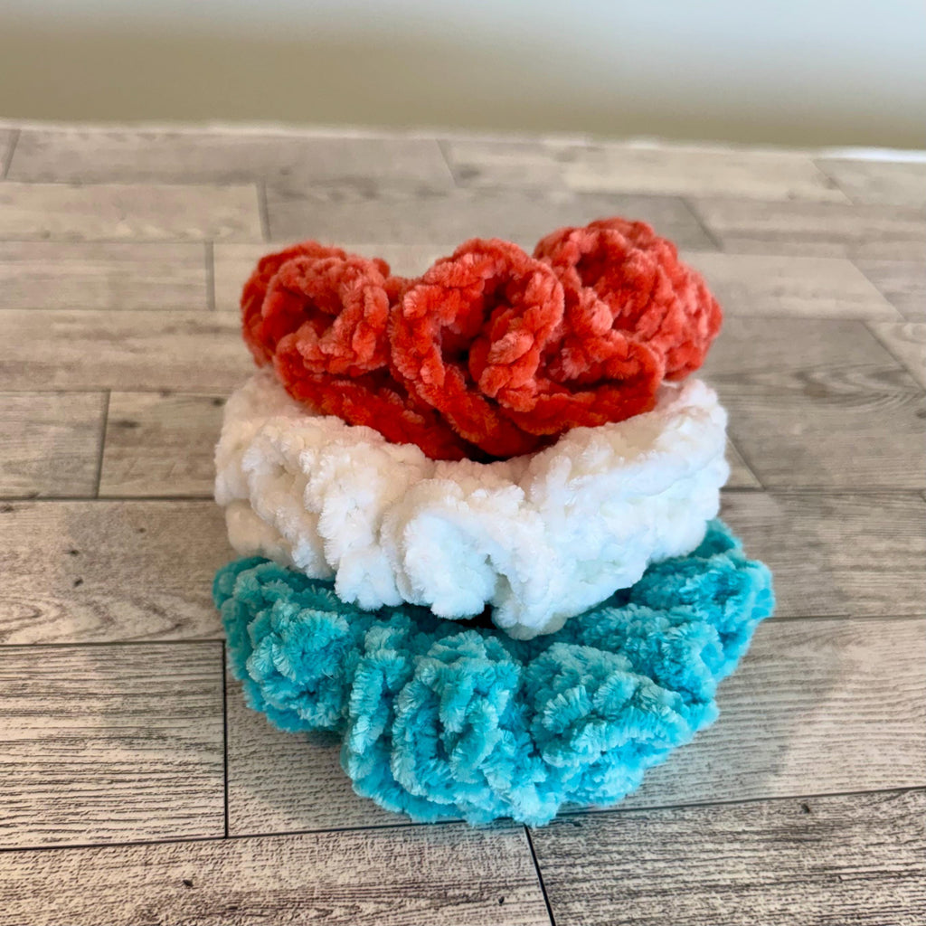 Chenille Scrunchie: Tropical Beach Hair Tie, Summer Accessory stocking stuffer