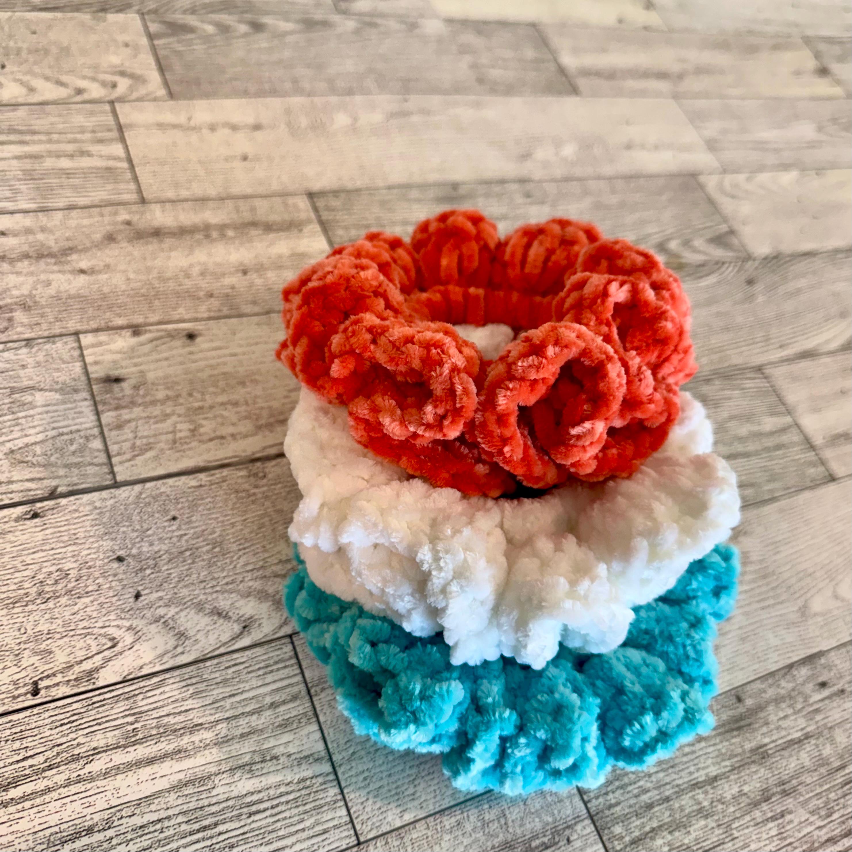 Set of three ponytail tie scrunchies birthday gift for girl small favor gift white elephant gift for young teenager girl gift