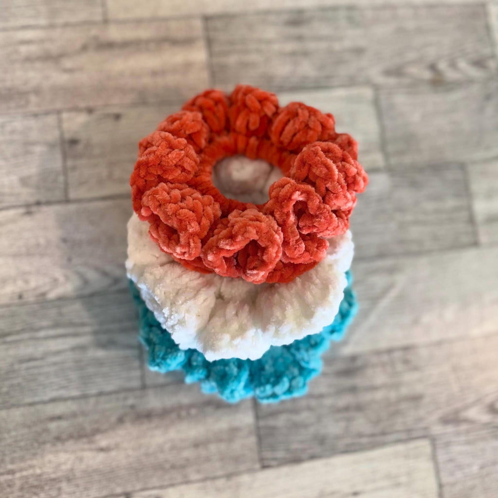 Chenille Scrunchie: Tropical Beach Hair Tie, Summer Accessory stocking stuffer