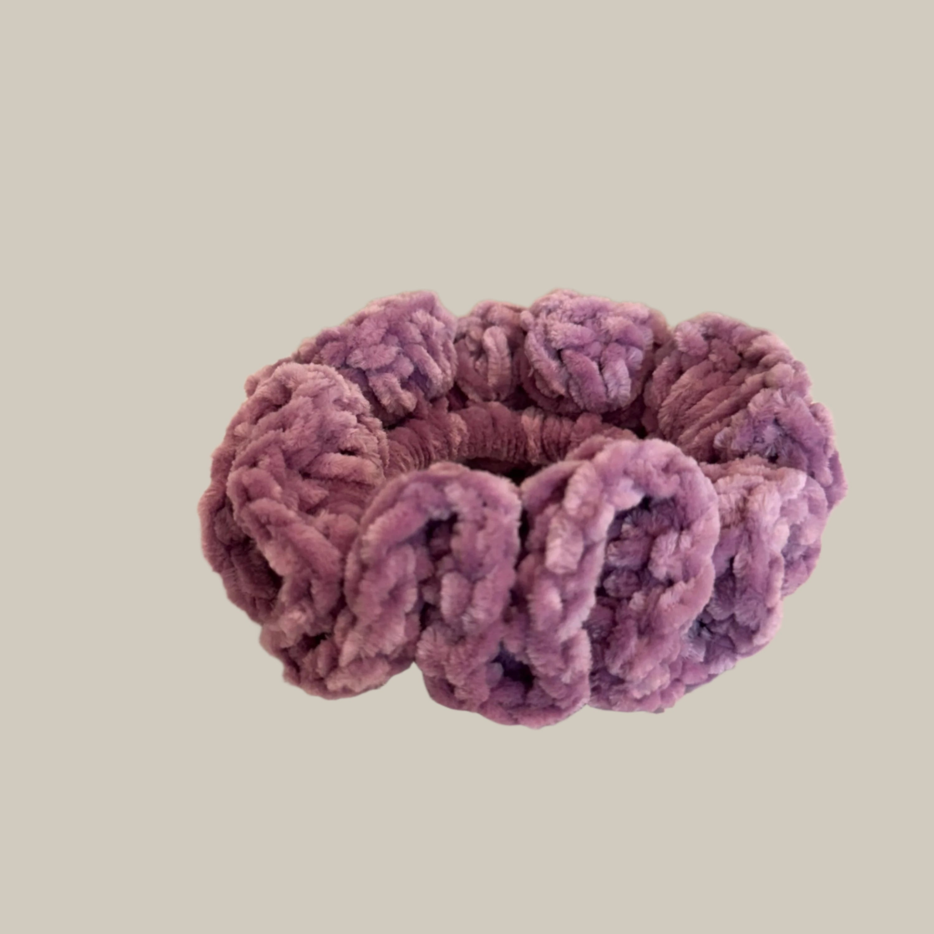 Extra large soft hair scrunchie made from soft velvety yarn- lalac purple