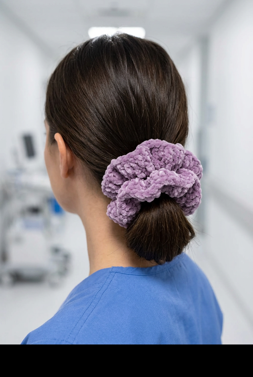 Extra Large Velvet Yarn Scrunchie - Handmade Lilac Hair Tie stockings stuffers