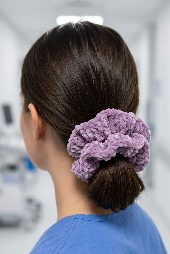Extra Large Velvet Yarn Scrunchie - Handmade Lilac Hair Tie stockings stuffers