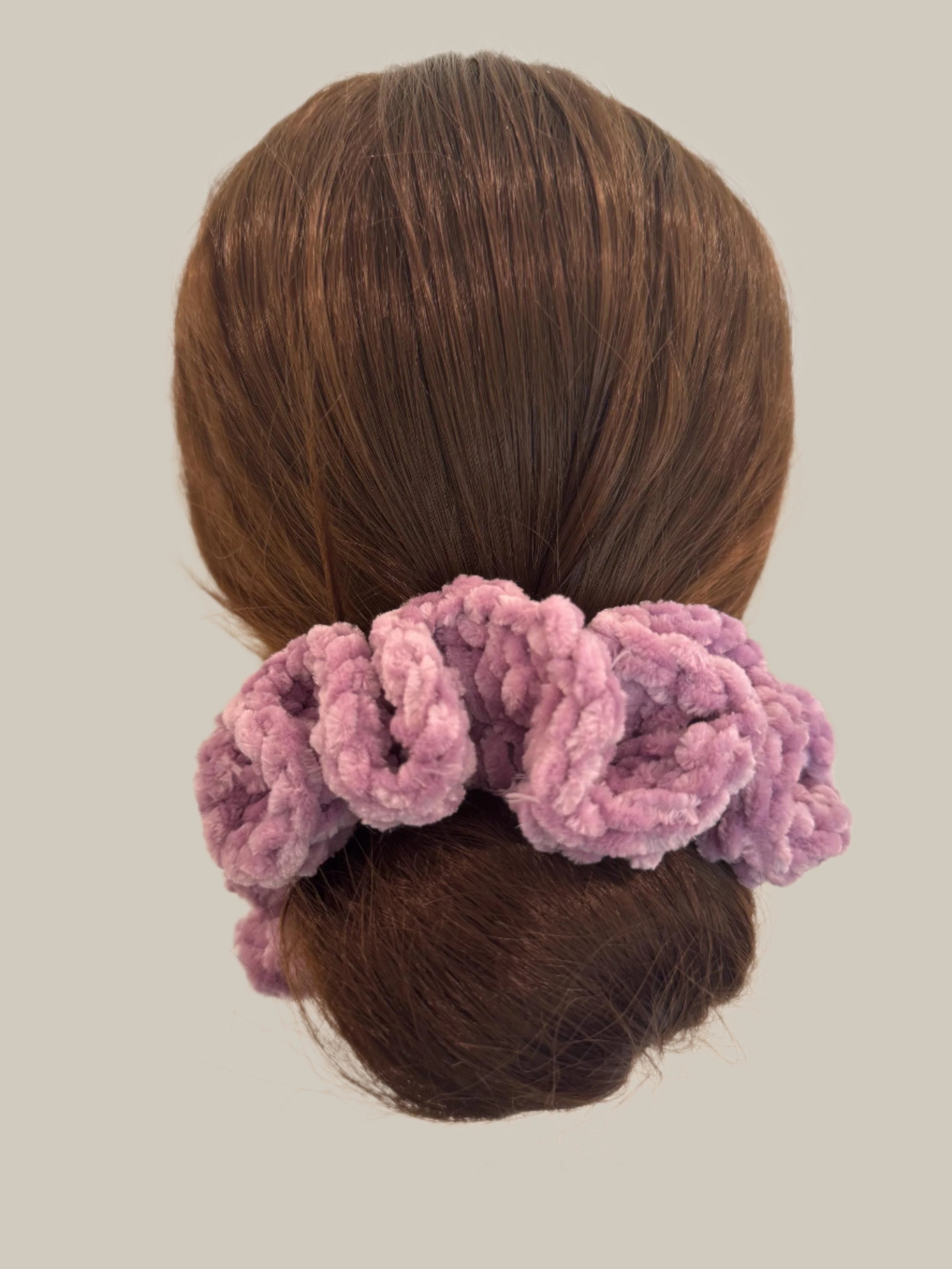 Extra large soft hair scrunchie made from soft velvety yarn- lalac purple
