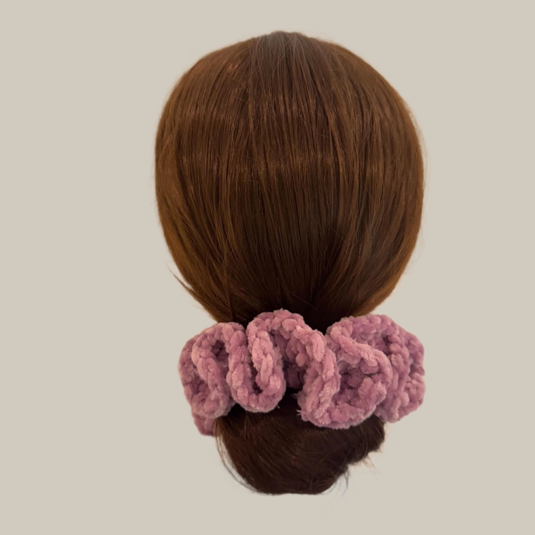 Extra large soft hair scrunchie made from soft velvety yarn- lalac purple