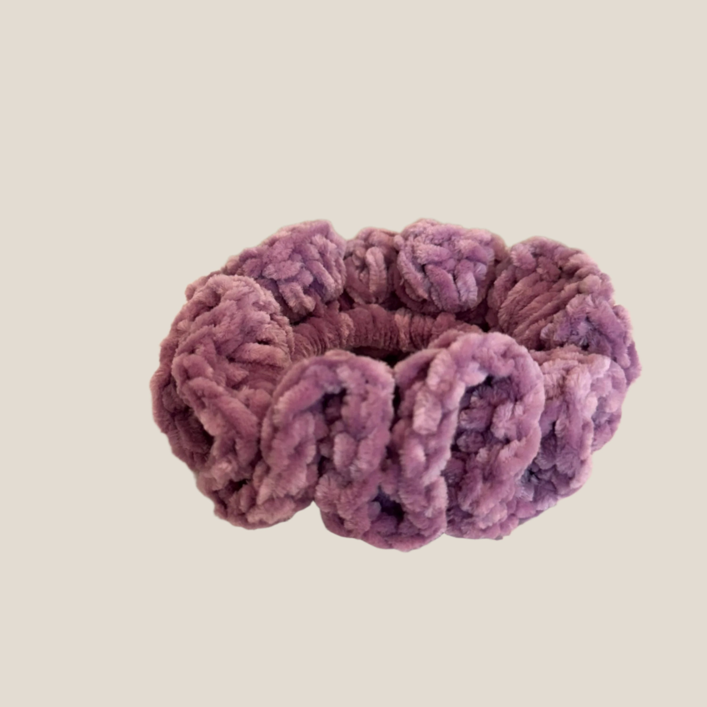 Extra large soft hair scrunchie made from soft velvety yarn- lalac purple